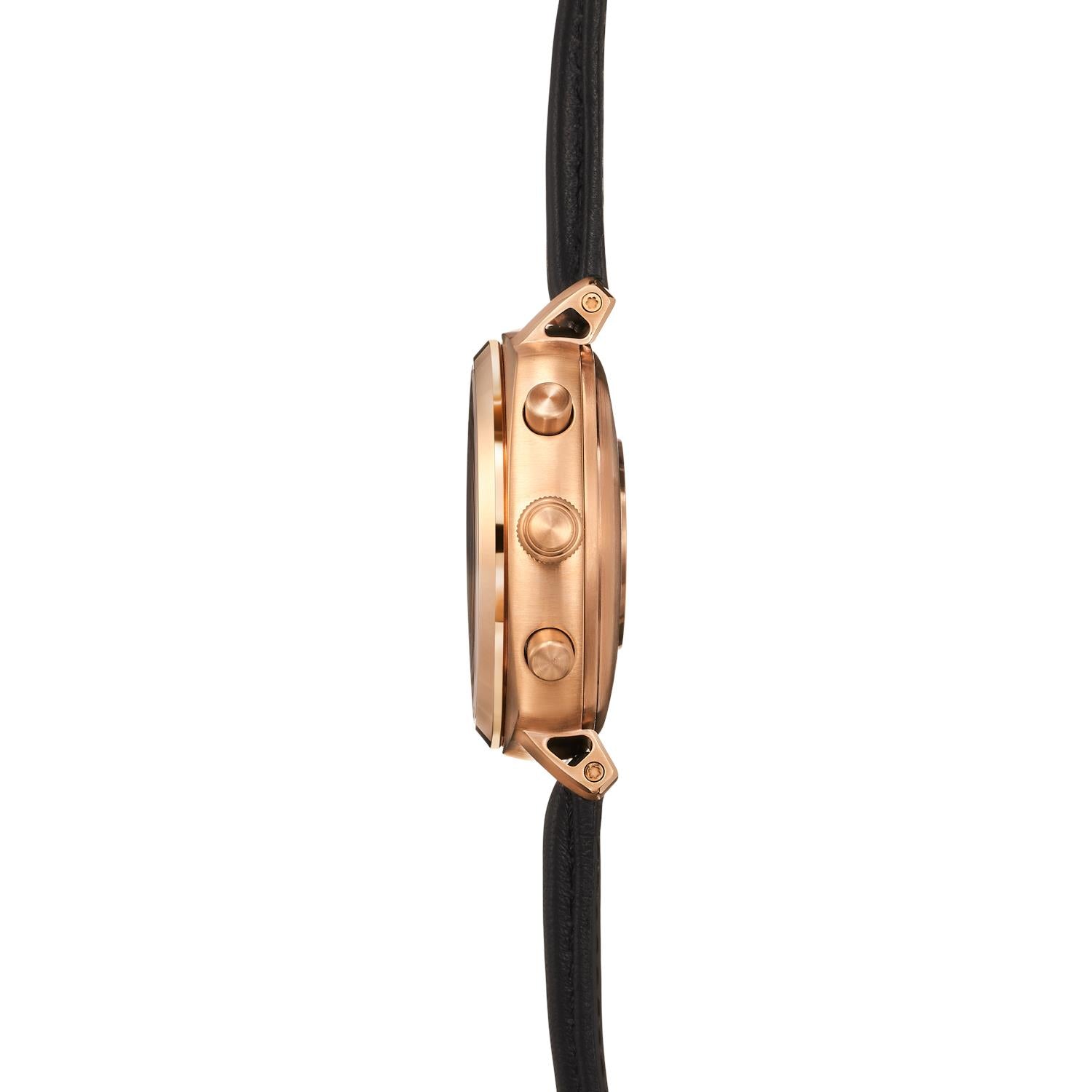 Pininfarina Senso Hybrid Sunburst Rose Black Dial Black Leather Strap Men’s Watch PMH01A-03