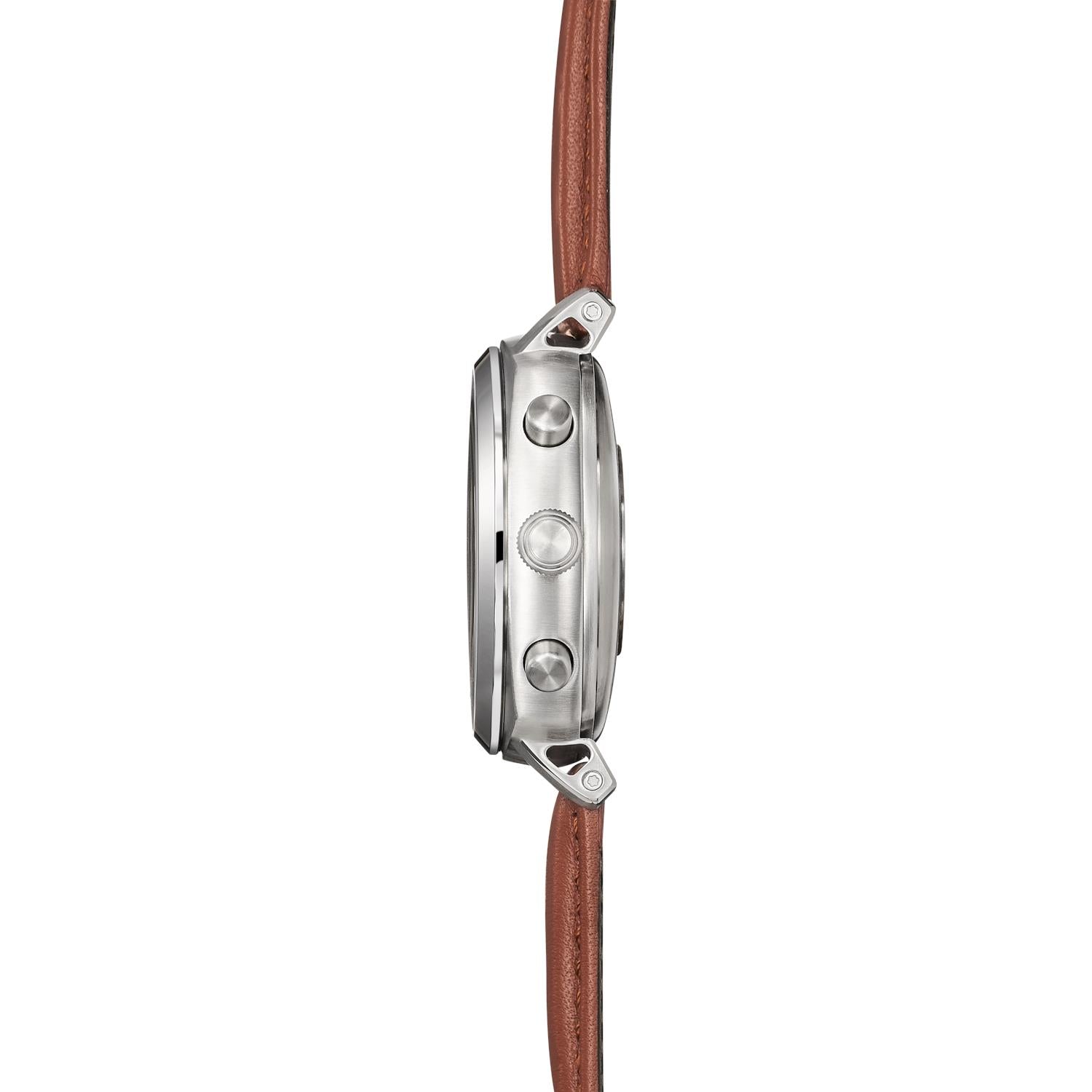 Pininfarina Senso Hybrid Moonlight Silver White Dial Brown Leather Strap Men’s Watch PMH01A-01