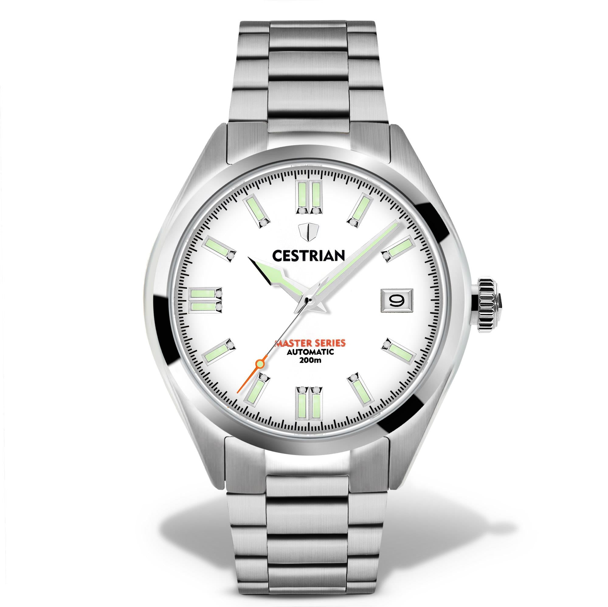 Cestrian Master Series V2 White Dial Steel Bracelet Automatic Men's Watch CM011B0660