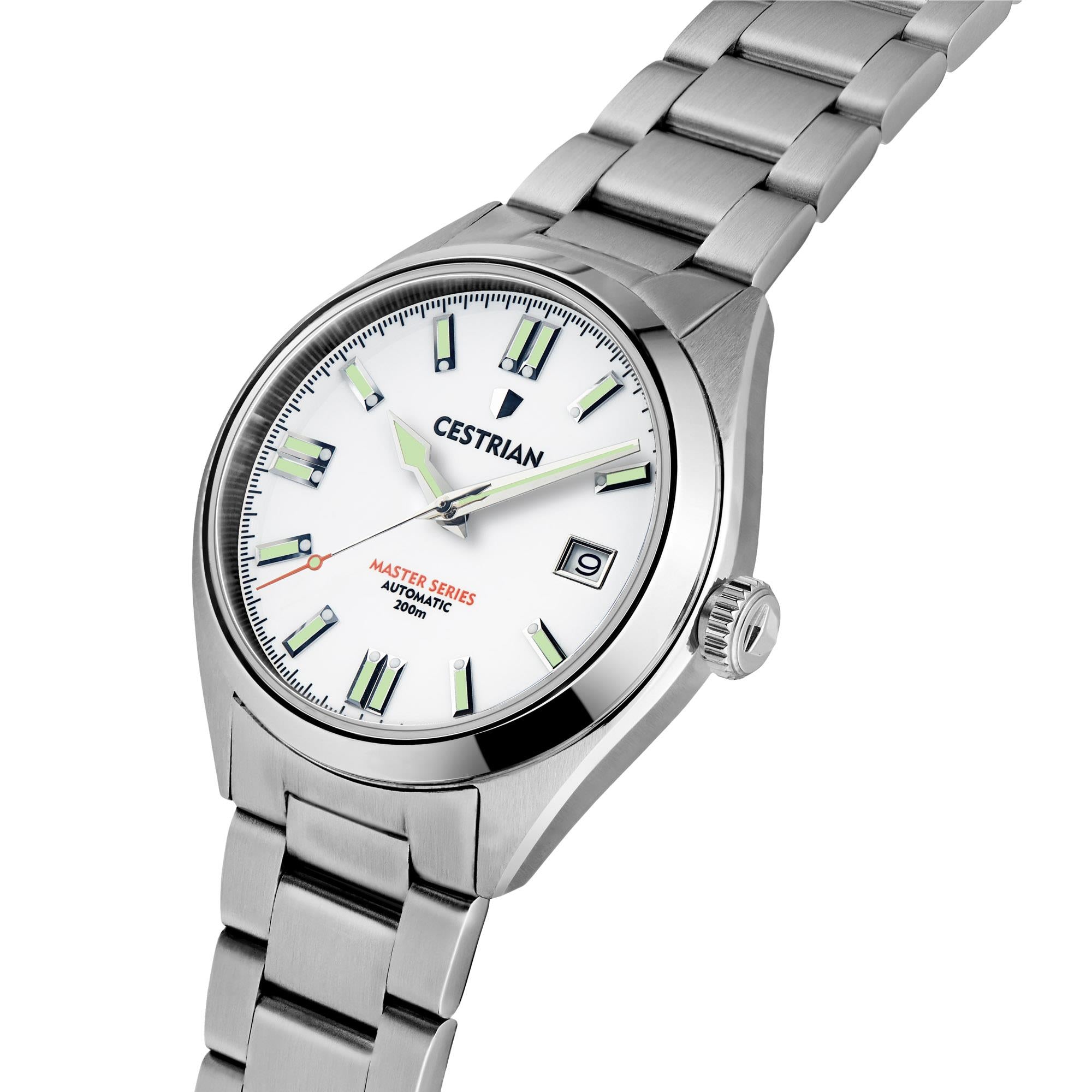 Cestrian Master Series V2 White Dial Steel Bracelet Automatic Men's Watch CM011B0660