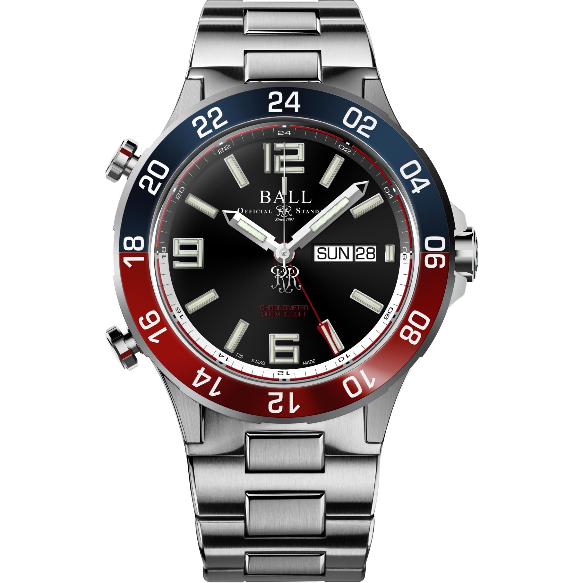 Ball Roadmaster Marine GMT Automatic Black Dial Titanium Bracelet Men’s Watch DG3222A-S1CJ-BK