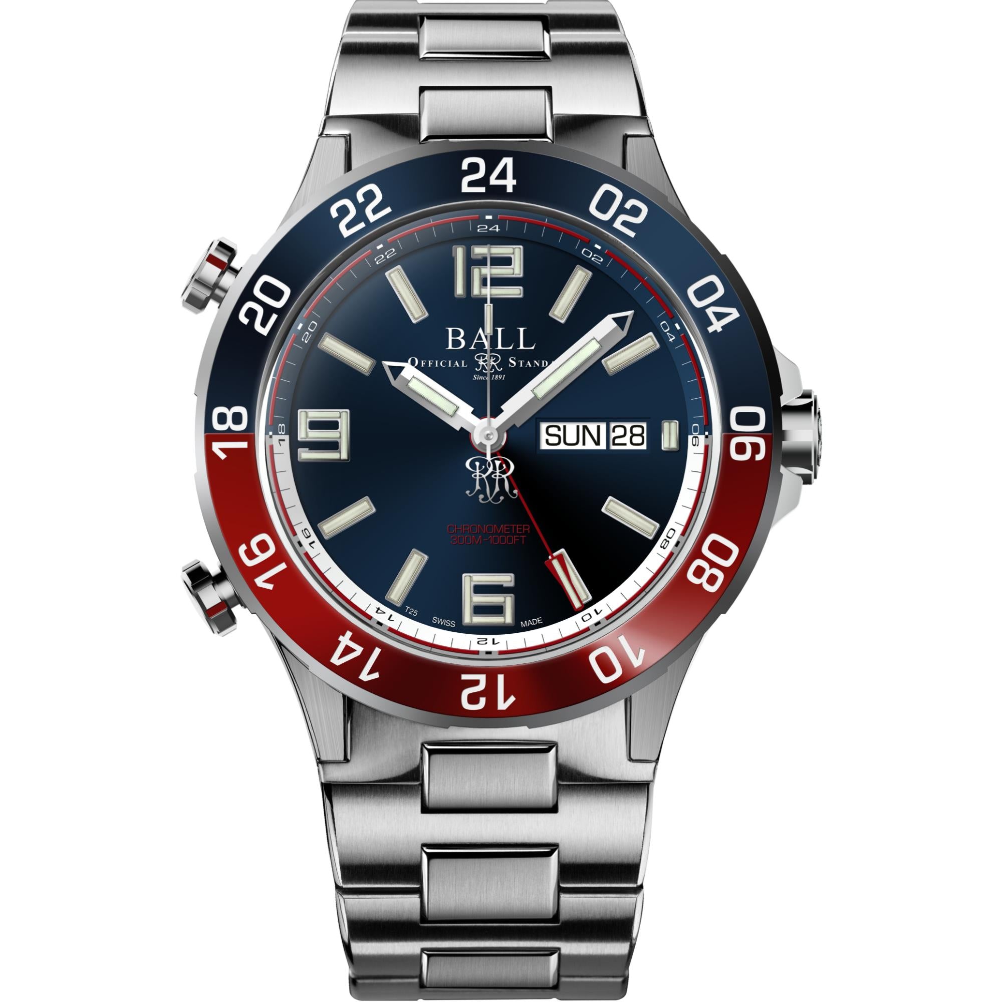 Ball Roadmaster Marine GMT Automatic Blue Dial Titanium Bracelet Men’s Watch DG3222A-S1CJ-BE