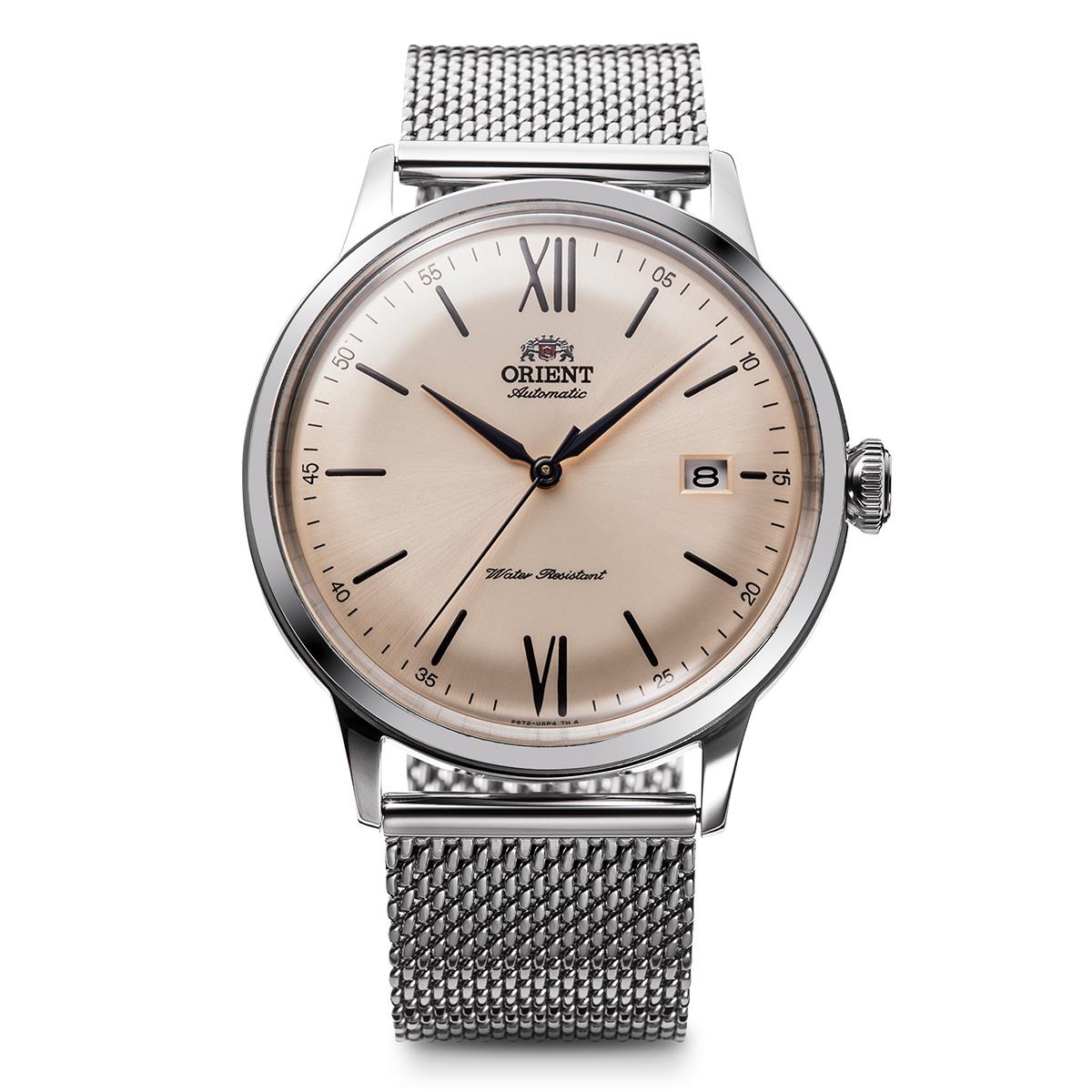 Orient Bambino Automatic Beige Dial Milanese Mesh Strap Men’s Watch RA-AC0020G30B