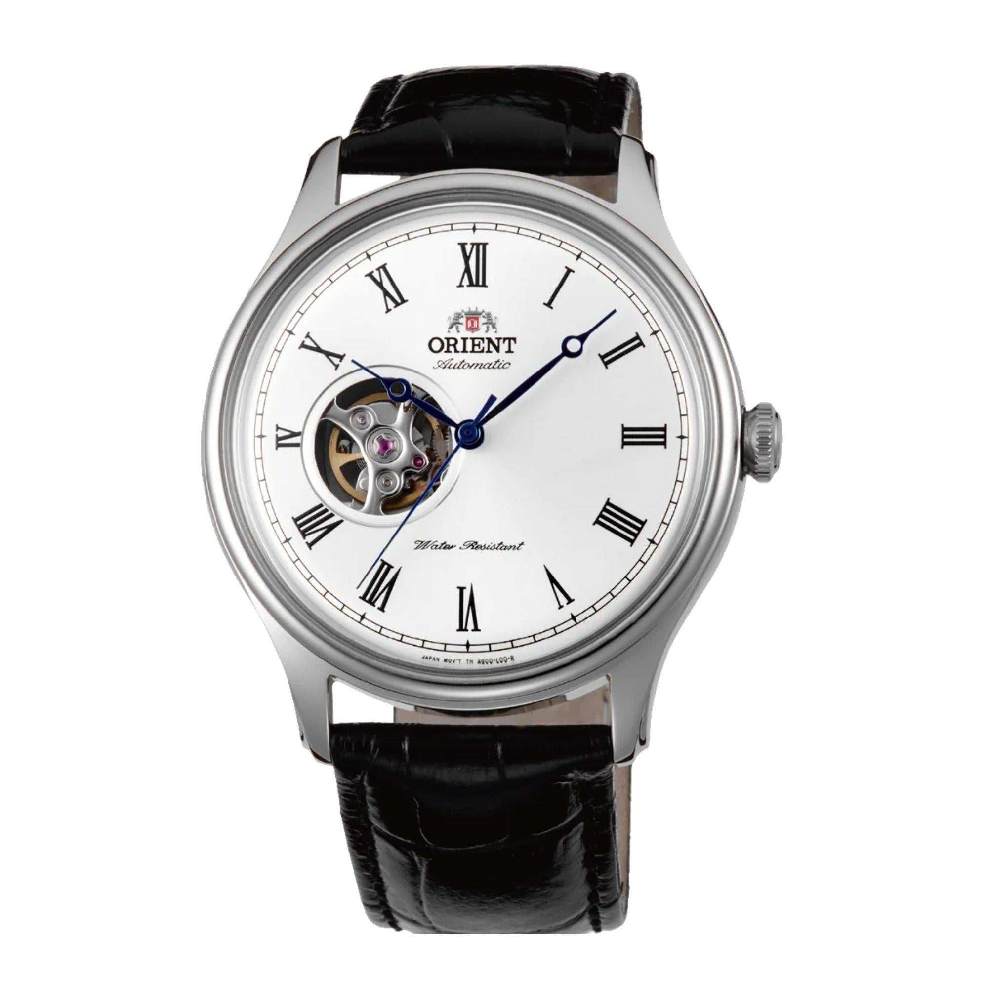 Orient Bambino Open Heart Automatic White Dial Leather Strap Men’s Watch TAG0003W0