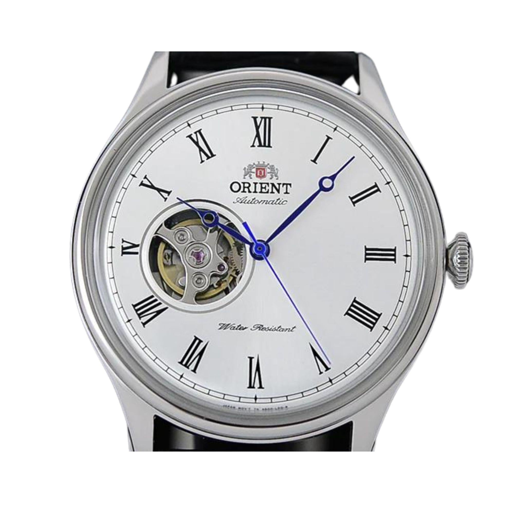 Orient Bambino Open Heart Automatic White Dial Leather Strap Men’s Watch TAG0003W0