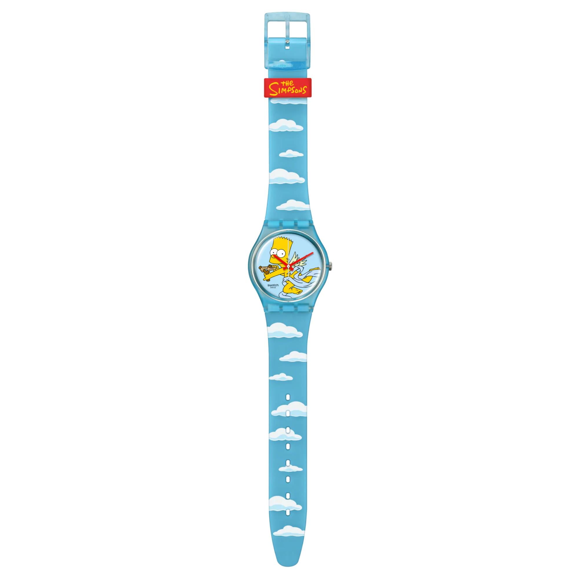 Swatch The Simpsons Collection Angel Bart Quartz Blue Dial Silicone Strap Unisex Watch SO28Z115