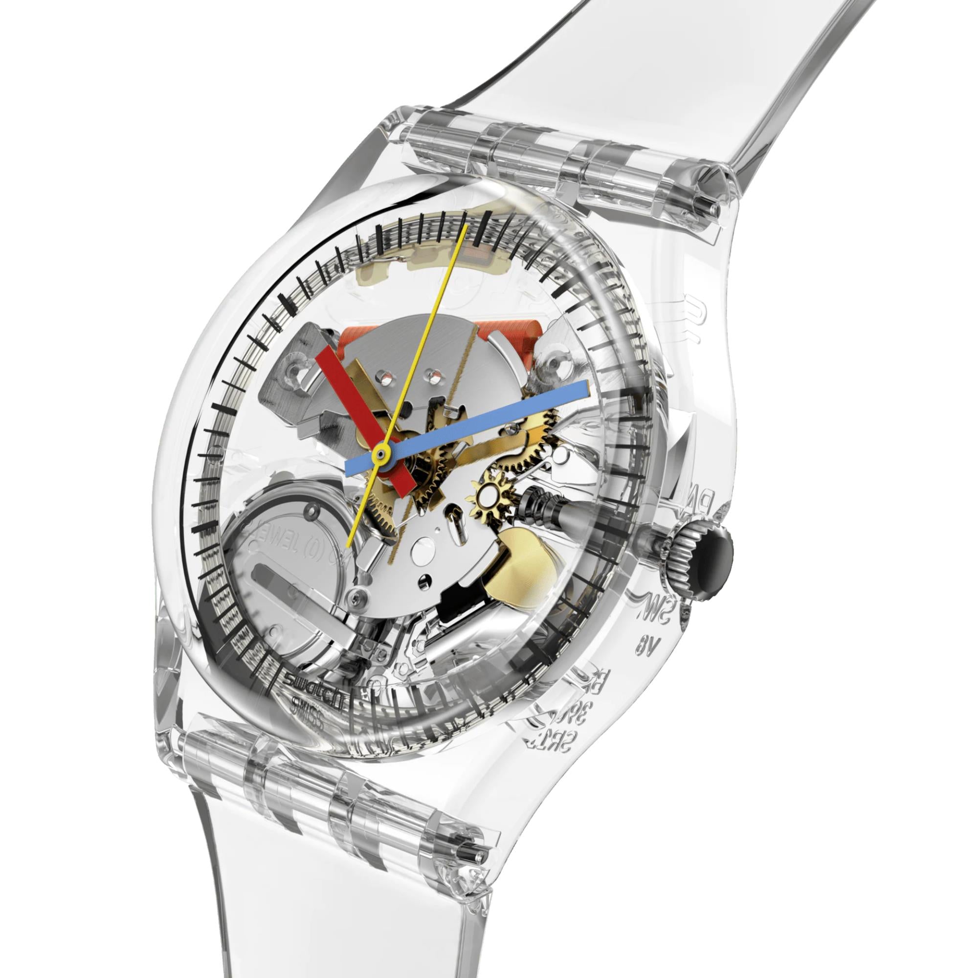 Swatch SwatchPay! Clearly Gent Pay! Quartz Transparent Dial Silicone Strap Unisex Watch SO28K109-5300