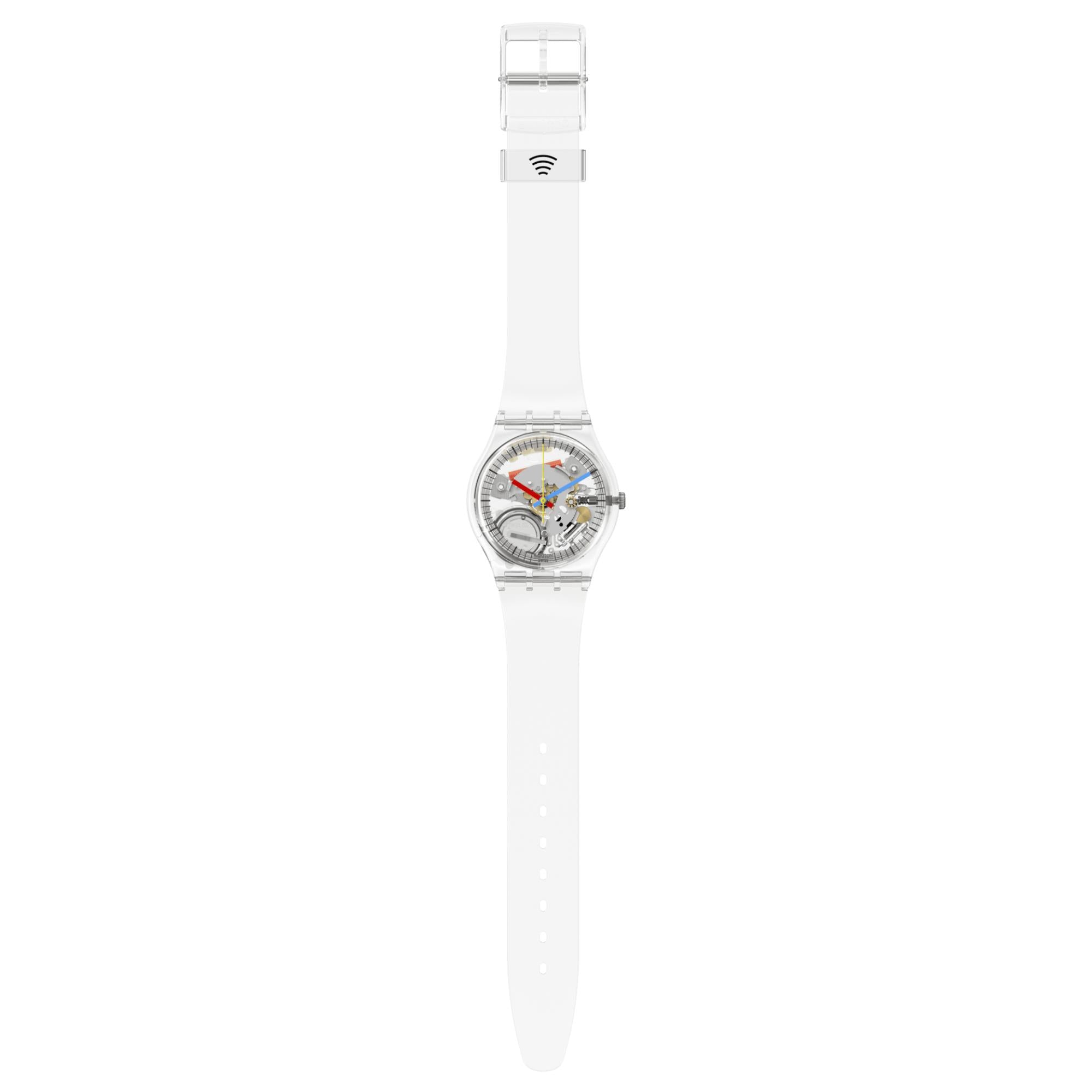 Swatch SwatchPay! Clearly Gent Pay! Quartz Transparent Dial Silicone Strap Unisex Watch SO28K109-5300