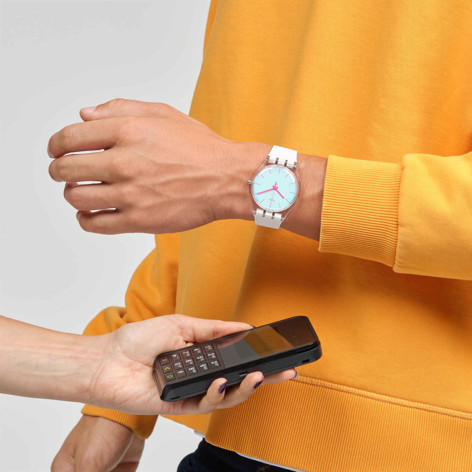 Swatch SwatchPay! Polawhite Pay! Quartz White Dial Silicone Strap Unisex Watch SO29K116-5300