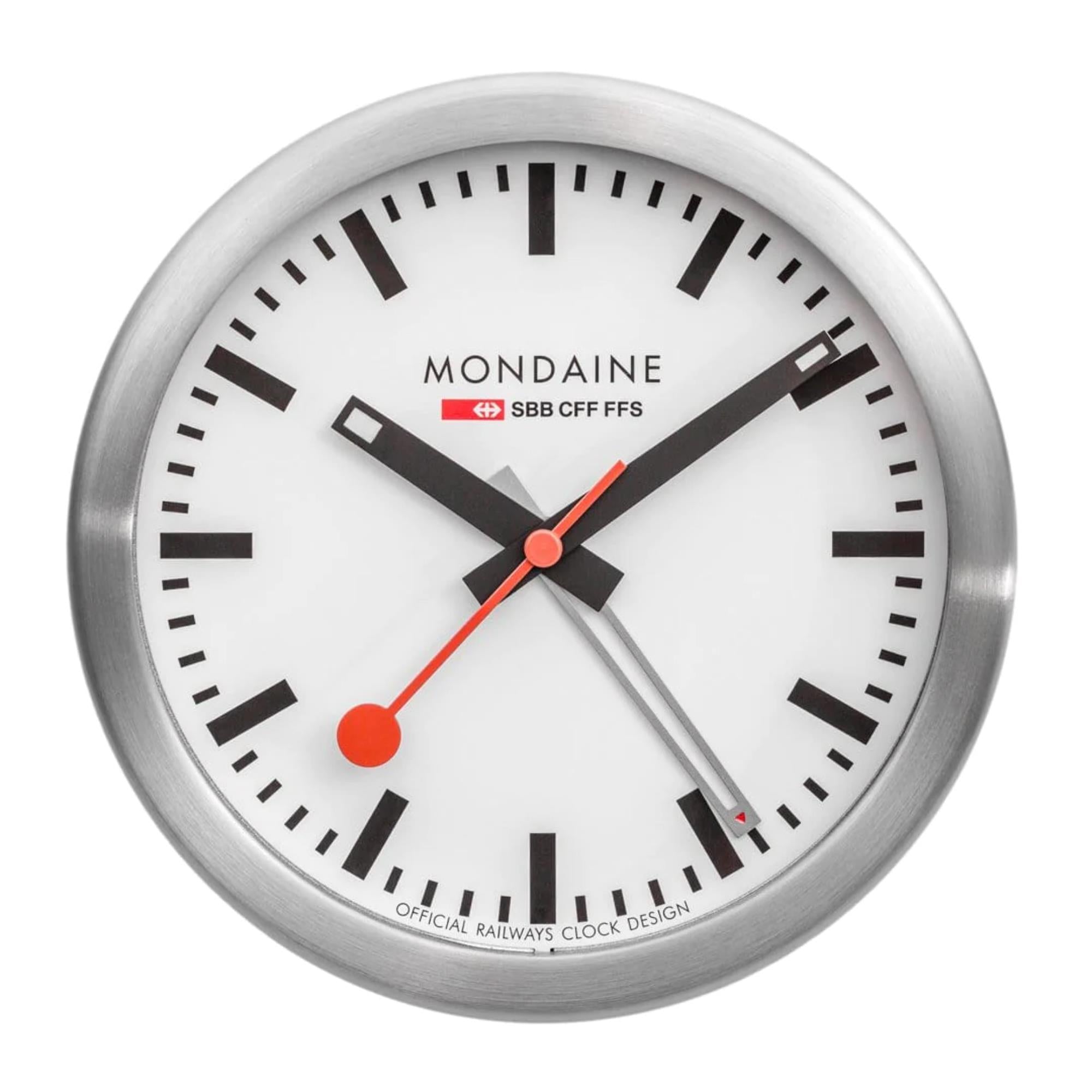 Mondaine Table Clock Quartz White Dial Aluminium Case A997.MCAL.16SBB.1