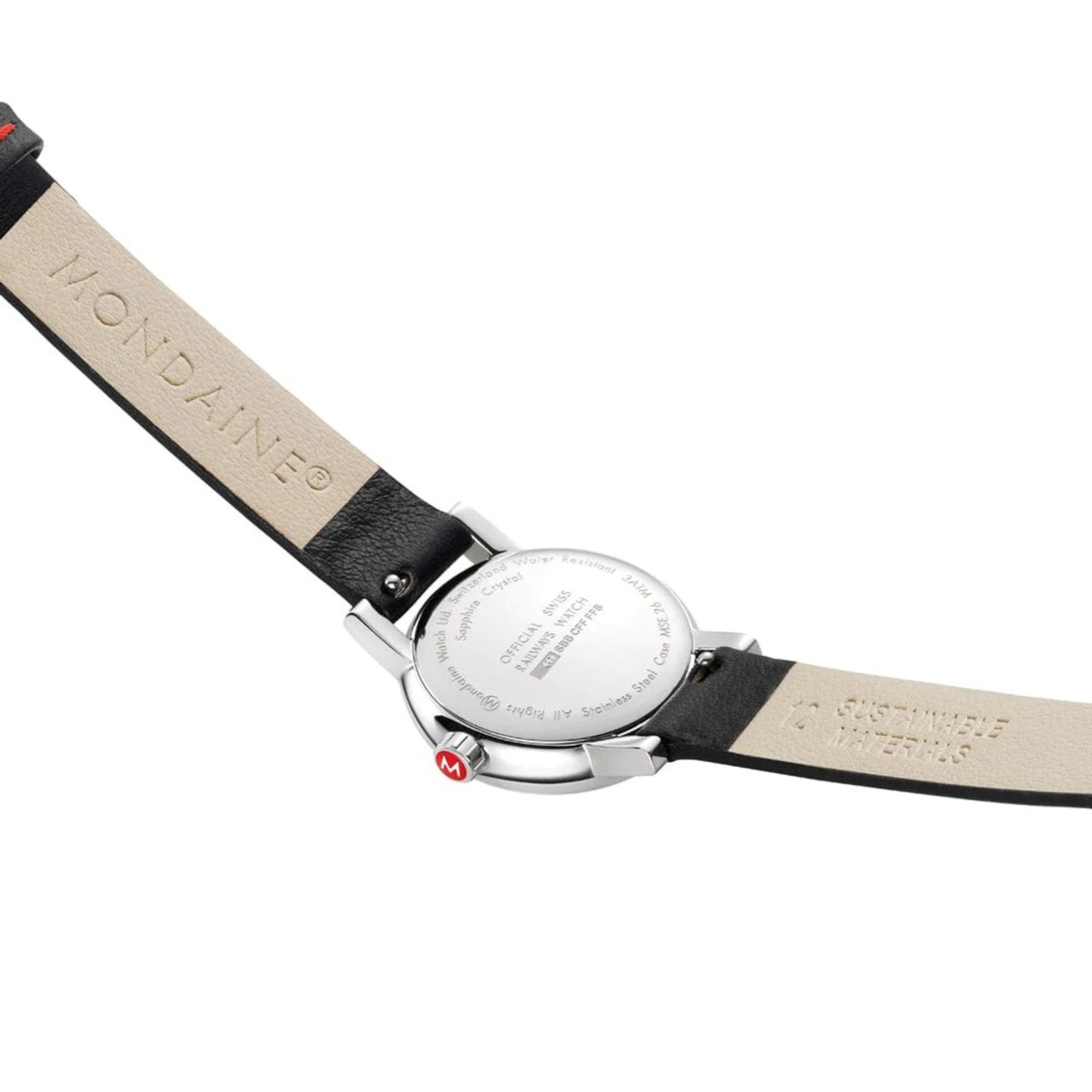 Mondaine EVO2 Quartz White Dial Black Vegan Grape Leather Strap Ladies Watch MSE.26110.LBV
