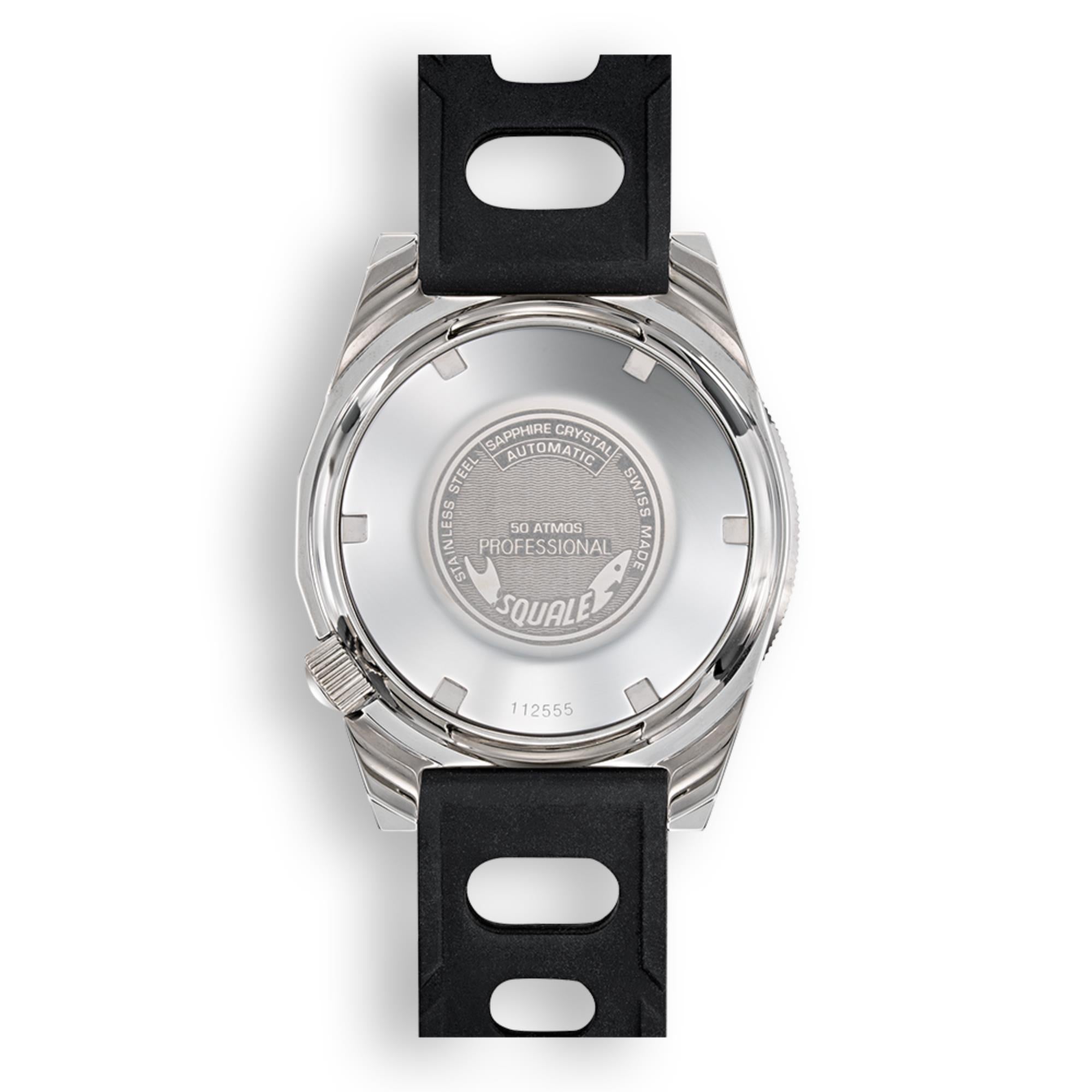 Squale 1521 Classic Automatic Black Dial Black Rubber Strap Men’s Watch 1521CL.NT