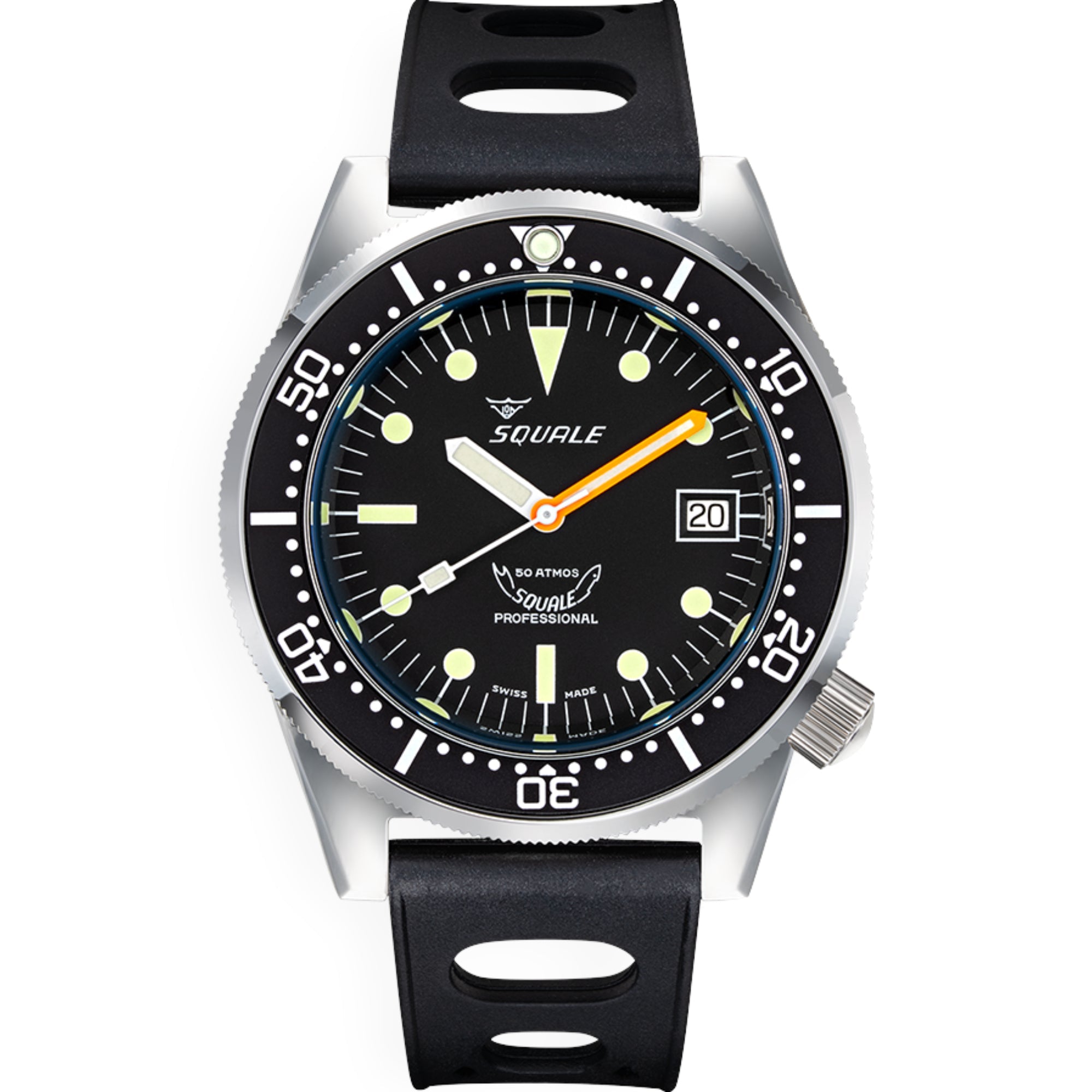 Squale 1521 Classic Automatic Black Dial Black Rubber Strap Men’s Watch 1521CL.NT