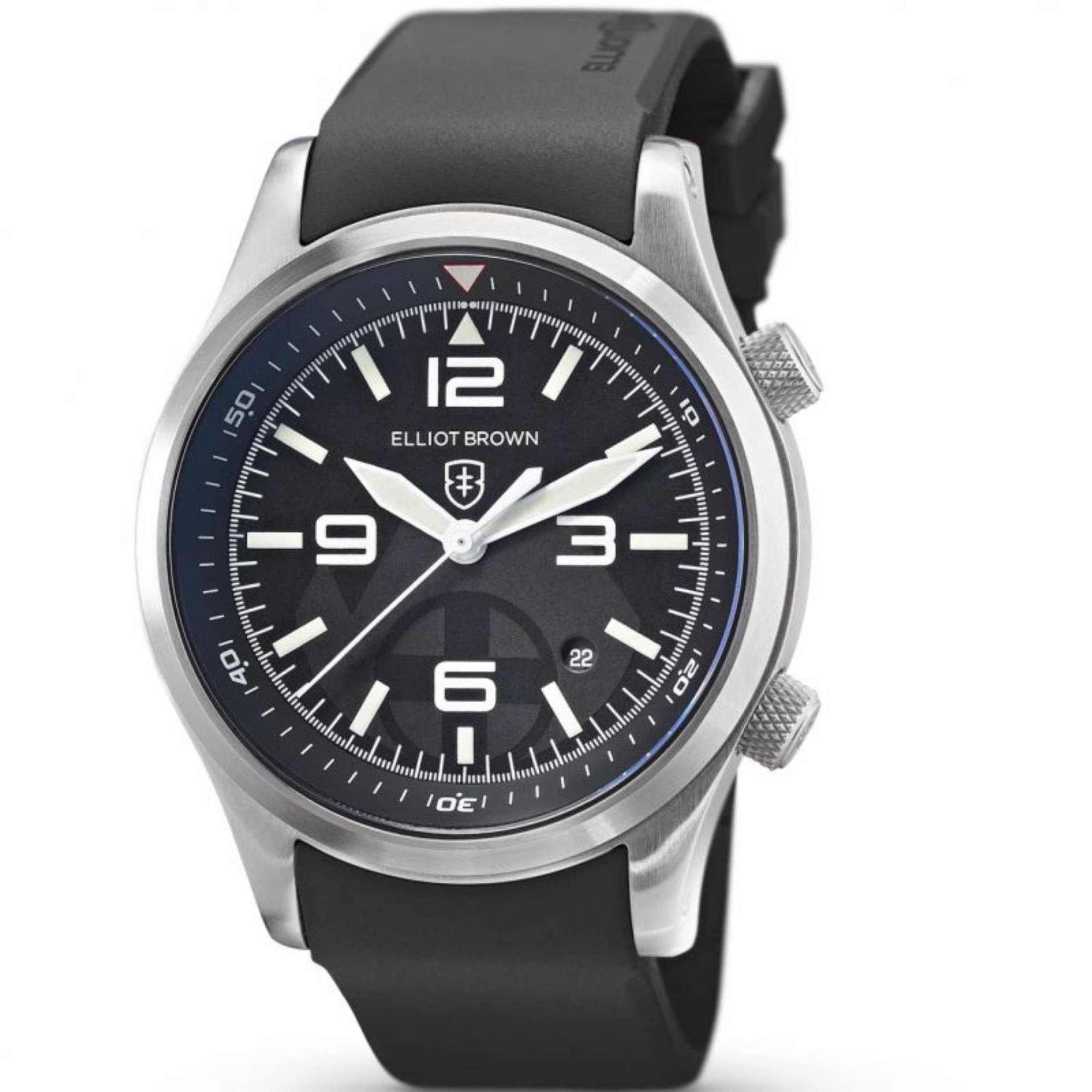 Elliot Brown Canford Mountain Rescue Black Dial Black Rubber Strap Men’s Watch 202-012-R01