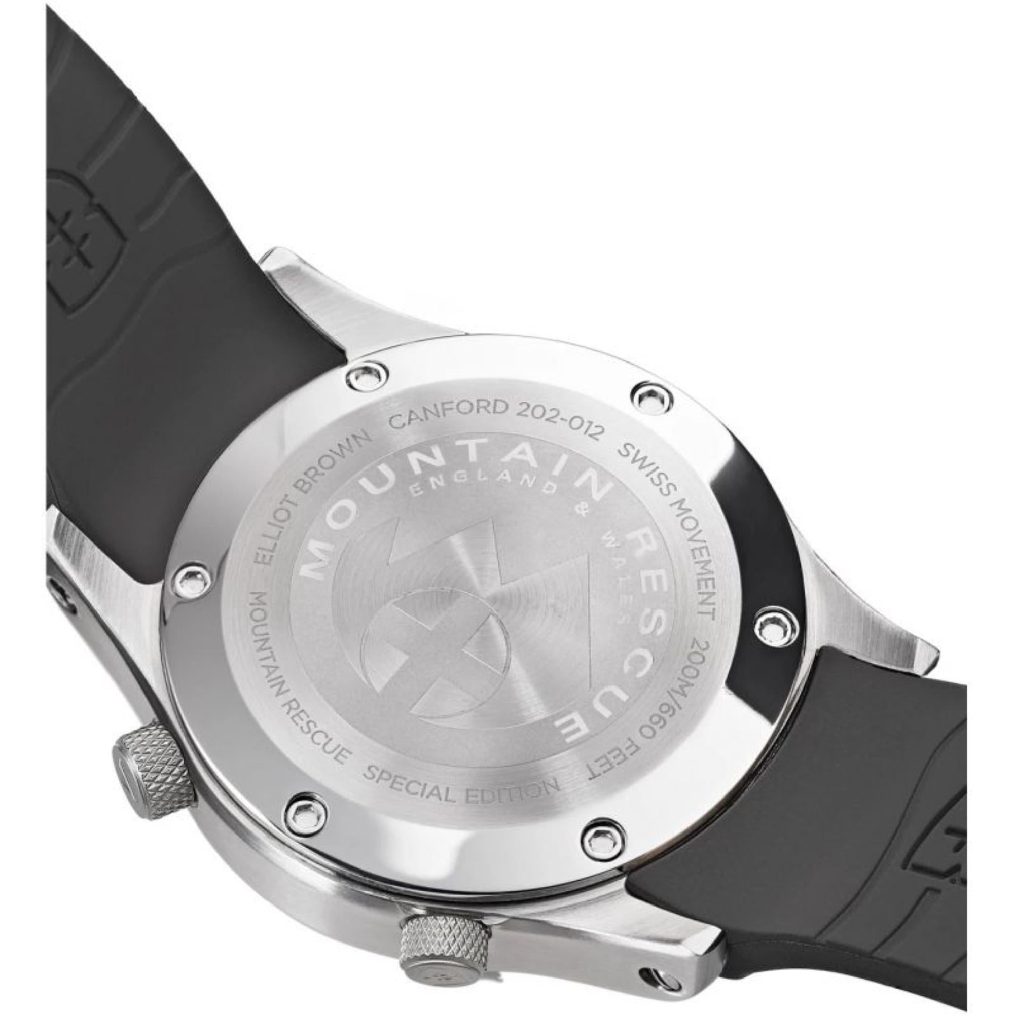 Elliot Brown Canford Mountain Rescue Black Dial Black Rubber Strap Men’s Watch 202-012-R01