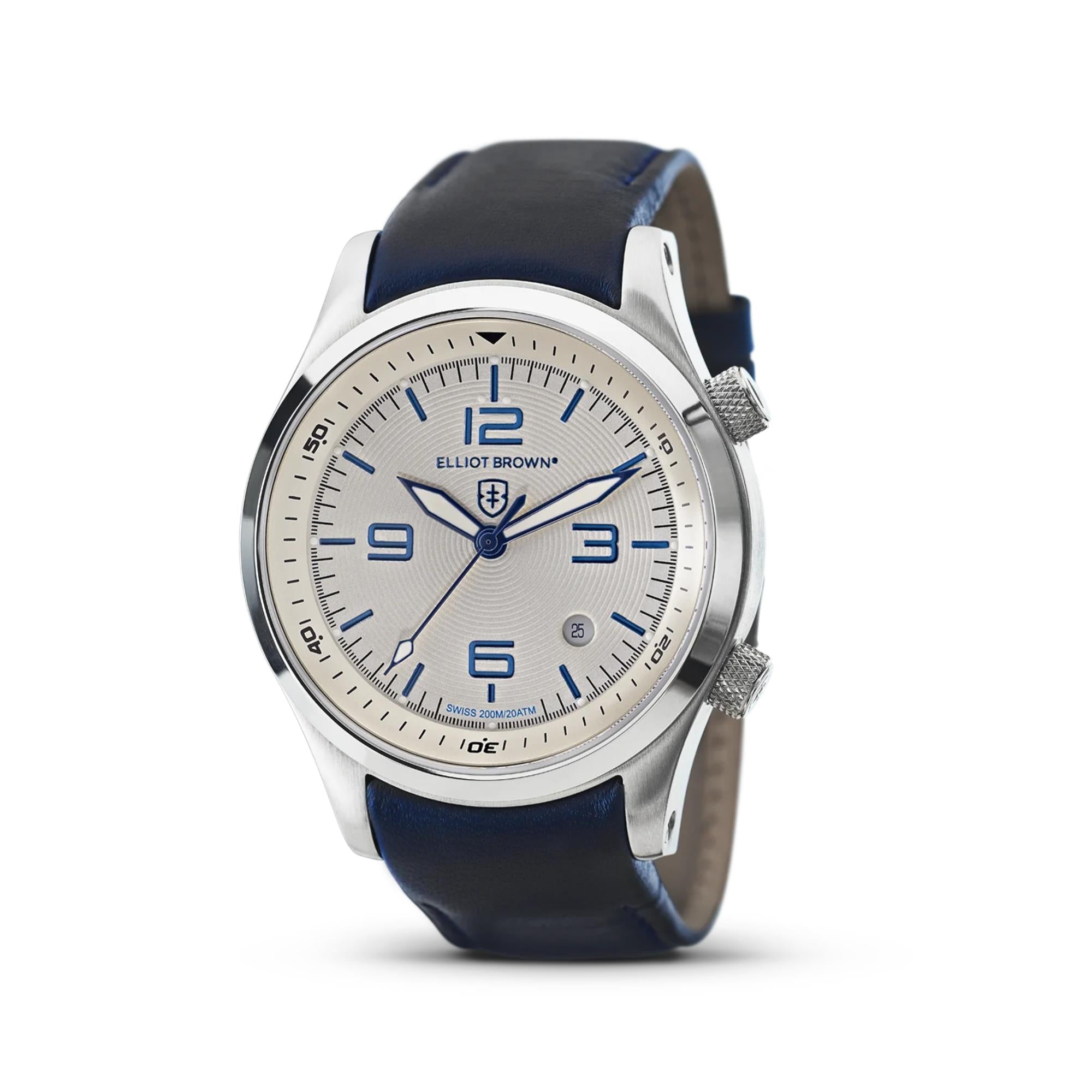 Elliot Brown Canford Cream Dial Blue Leather Strap Men’s Watch 202-001-L06