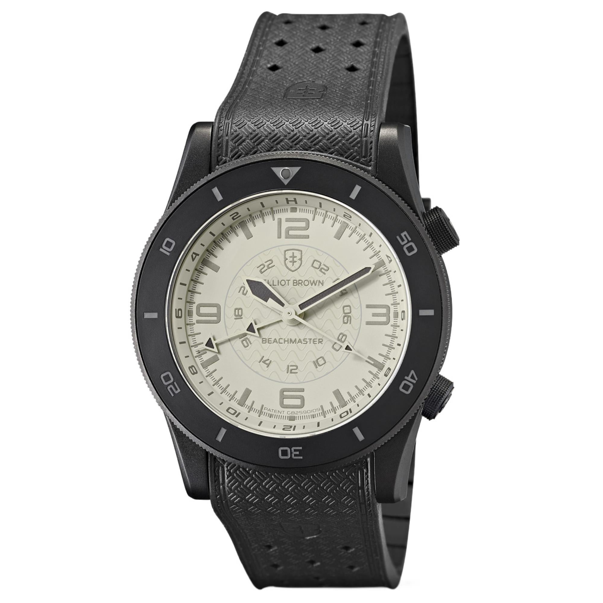 Elliot Brown Beachmaster Ghost Cream Dial Black Rubber Strap Men’s Watch 0H0-622-R51G