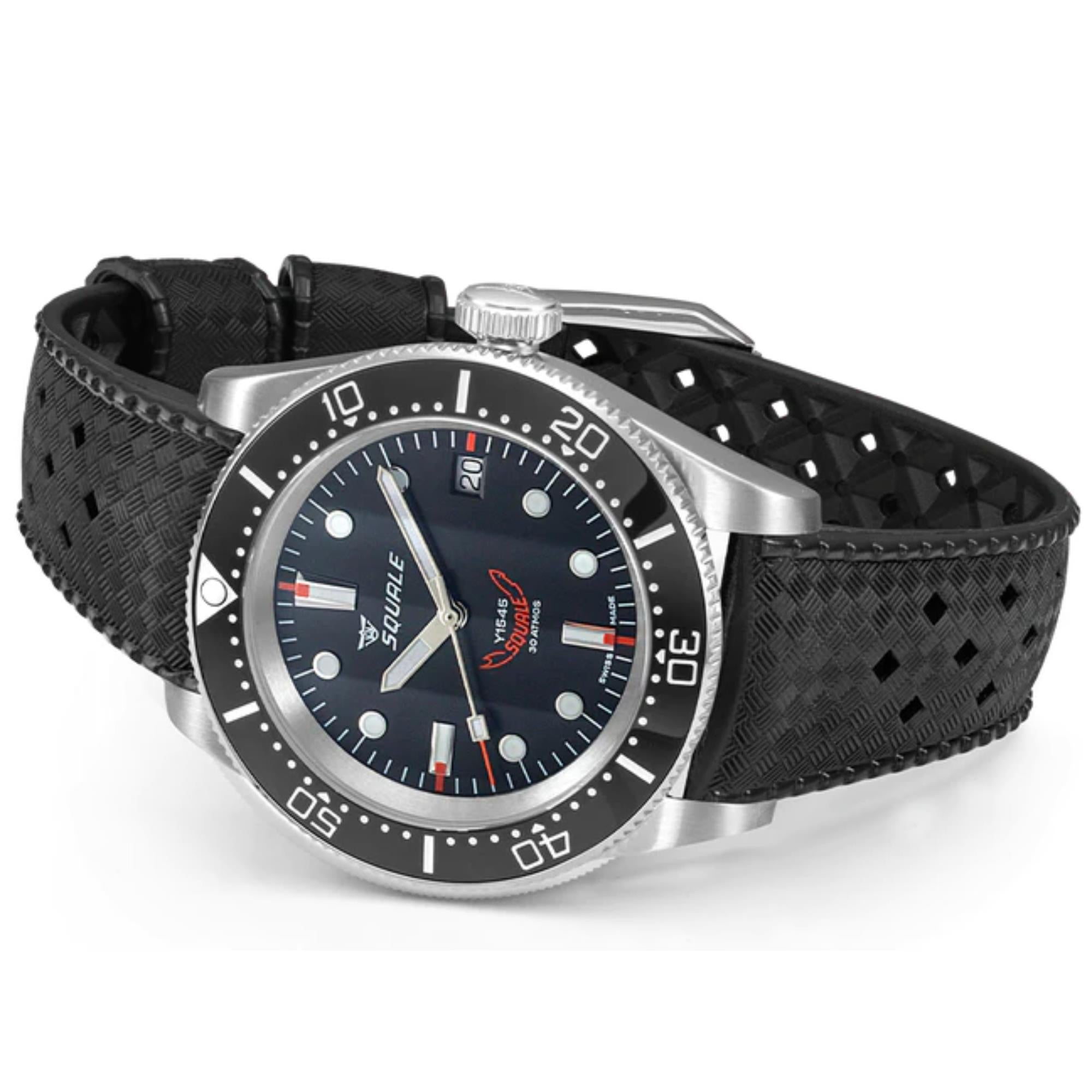 Squale 1545 Automatic Black Dial Black Rubber Strap Men’s Watch 1545BKBKC.HT