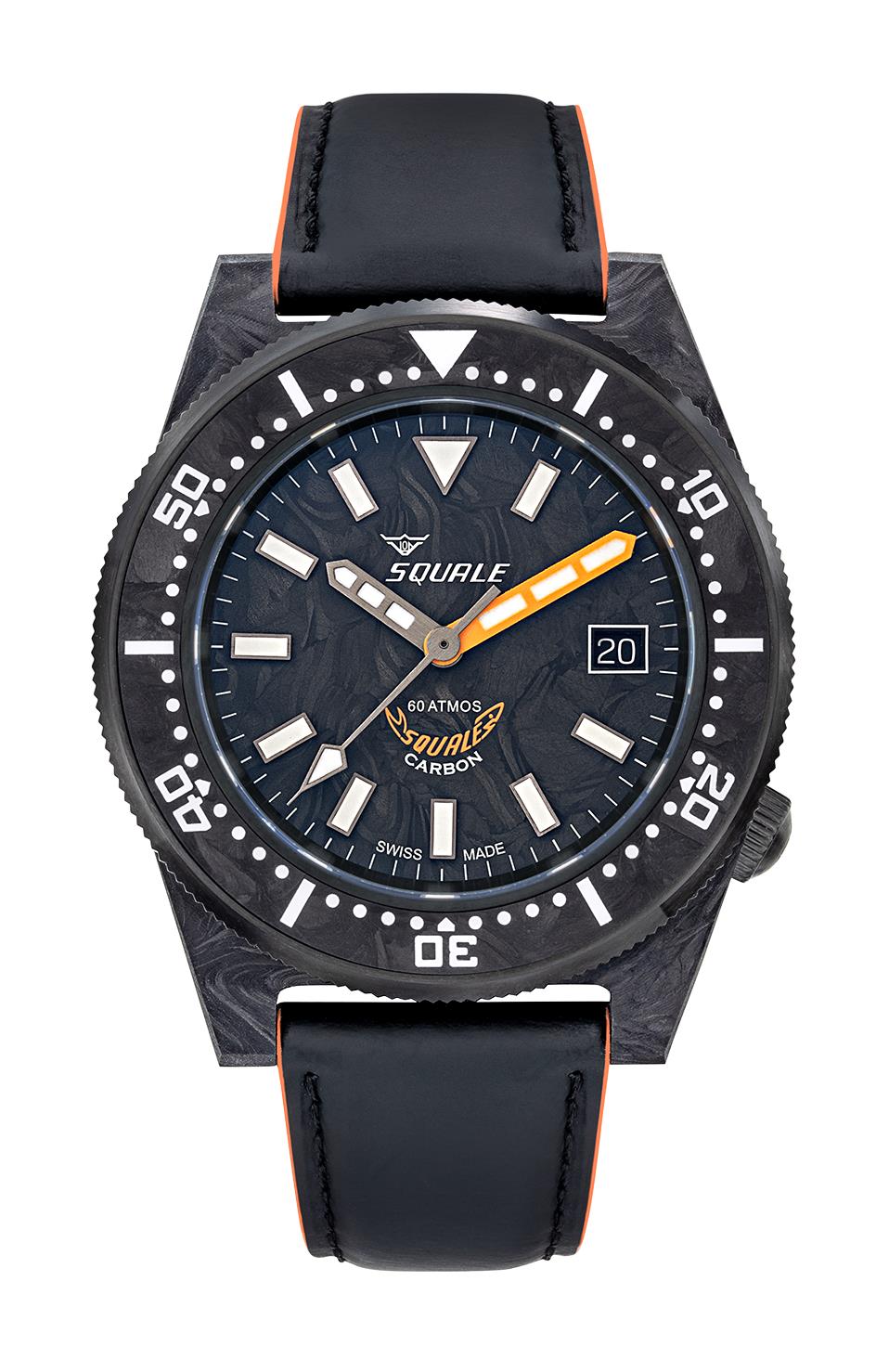 Squale T-183 Forged Carbon Automatic Grey/Carbon Dial Black Rubberized Leather Strap Men’s Watch T183AFCOR.RLOR