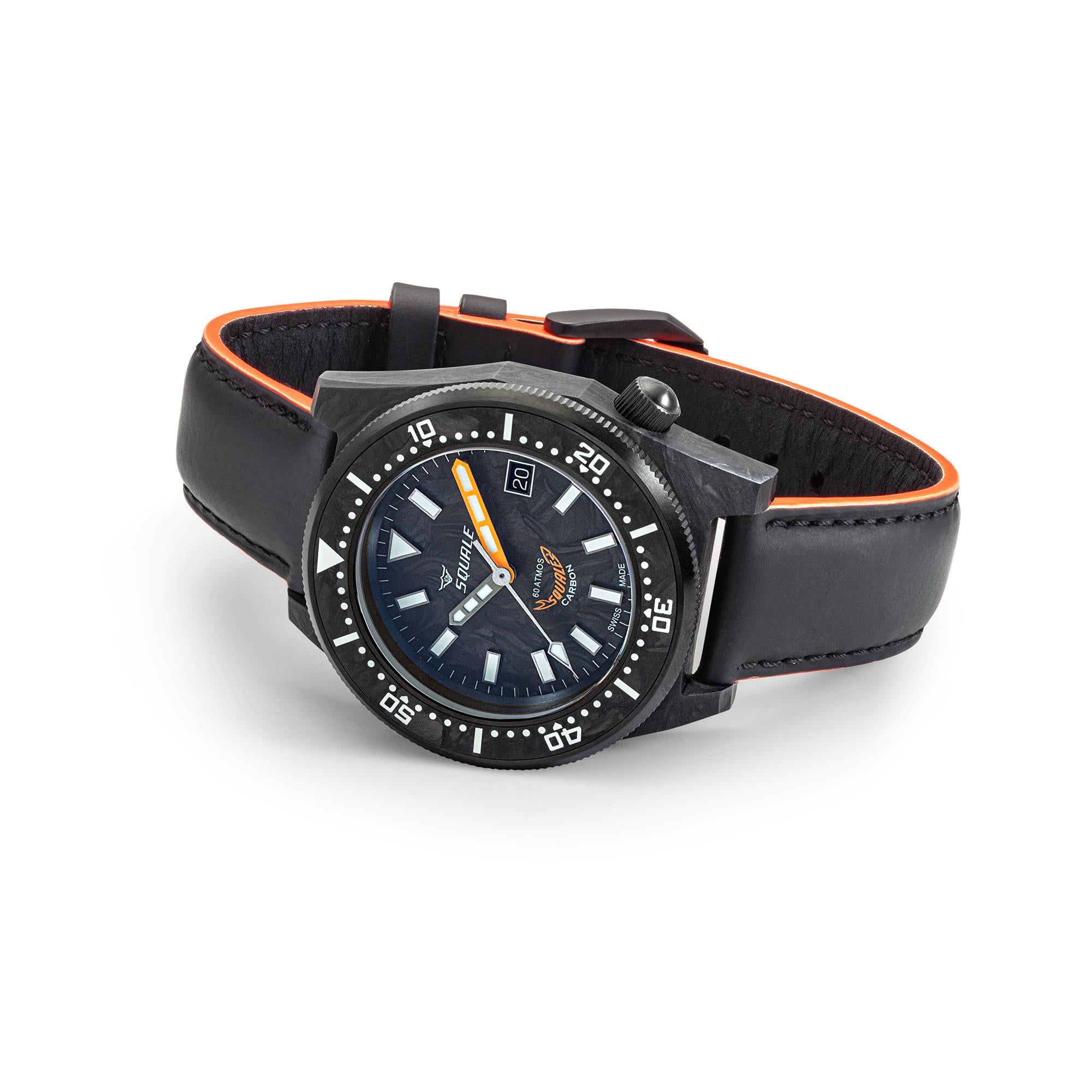 Squale T-183 Forged Carbon Automatic Grey/Carbon Dial Black Rubberized Leather Strap Men’s Watch T183AFCOR.RLOR