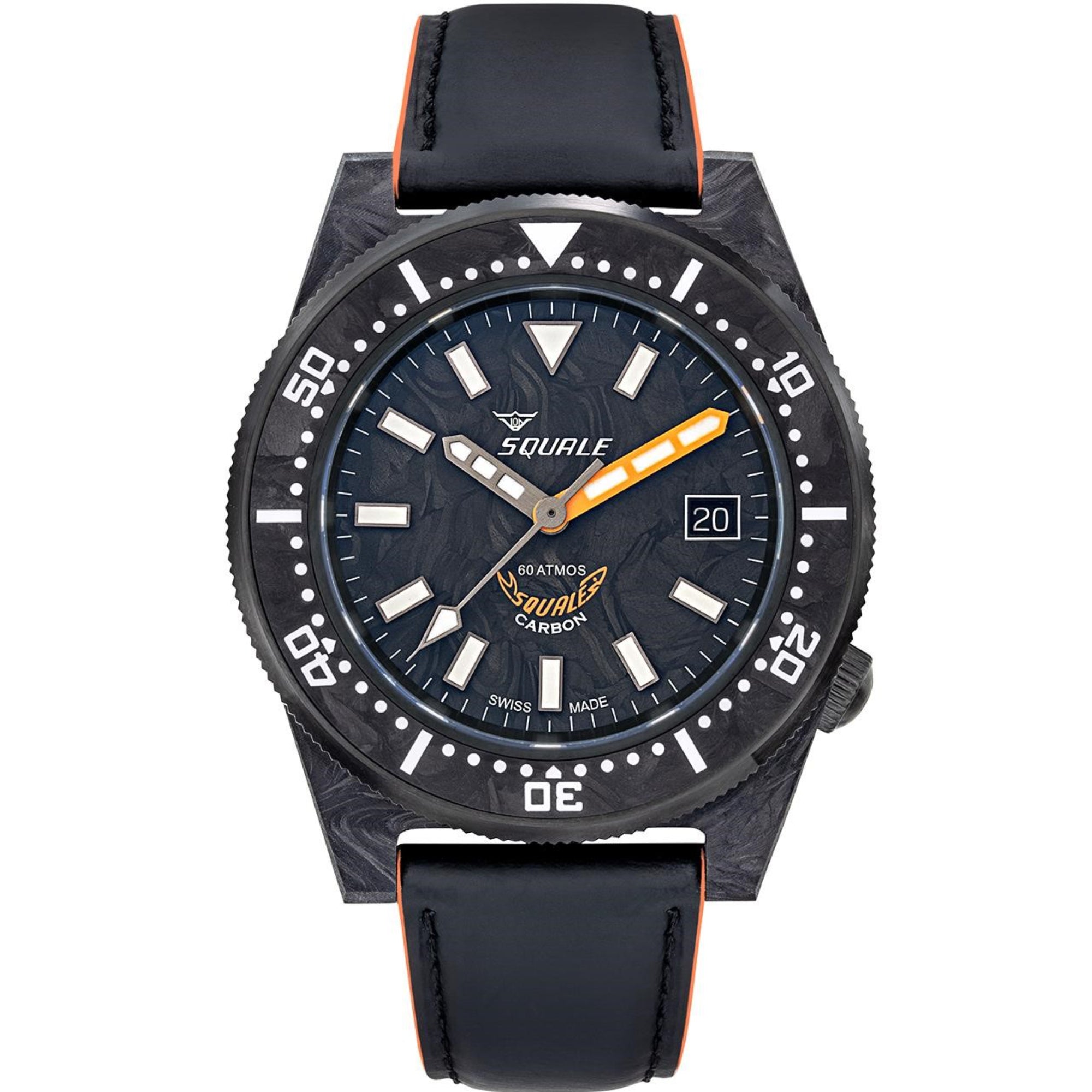 Squale T-183 Forged Carbon Automatic Grey/Carbon Dial Black Rubberized Leather Strap Men’s Watch T183AFCOR.RLOR