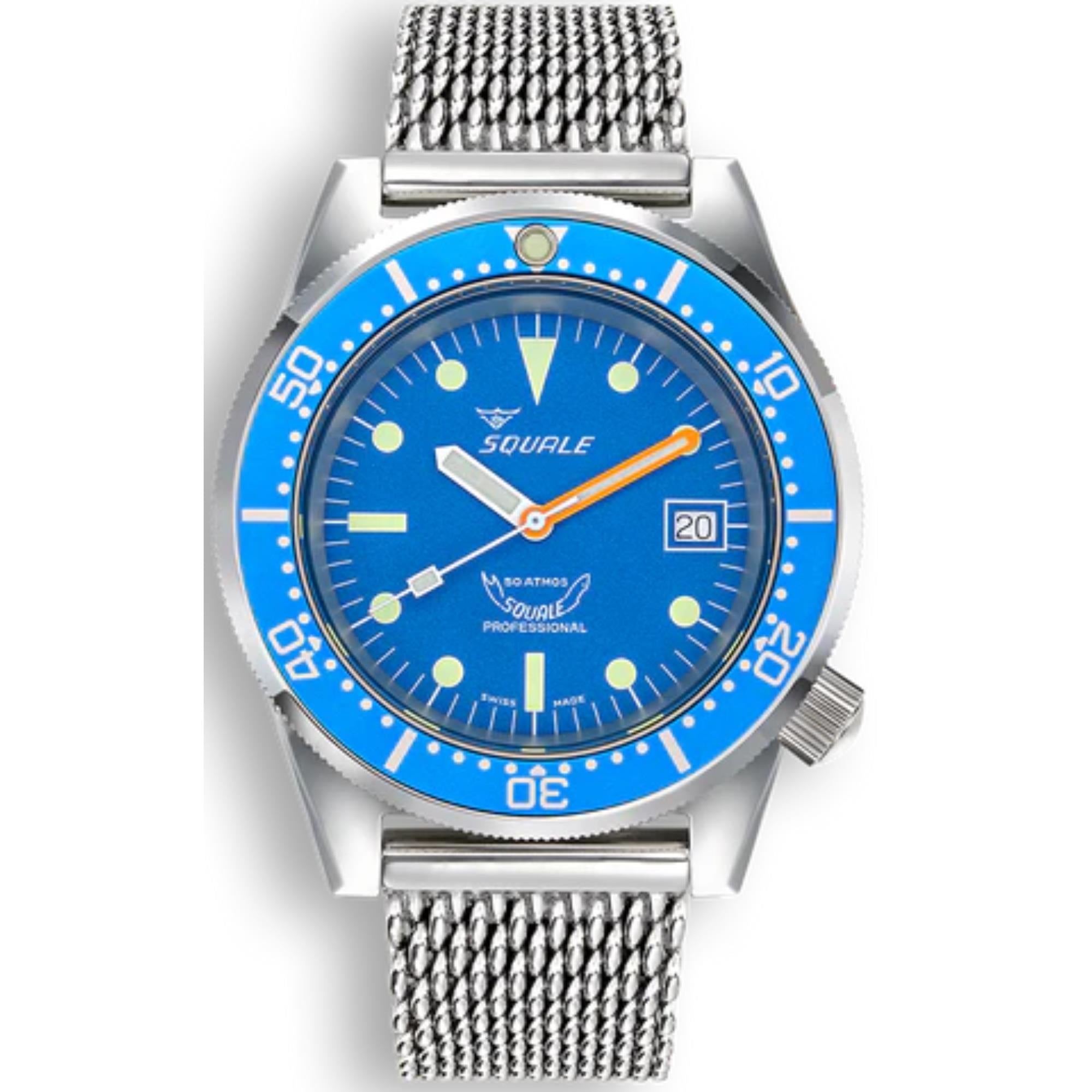 Squale 1521 Ocean Mesh Automatic Blue Dial Milanese Stainless Steel Bracelet Men’s Watch 1521OCN.ME20