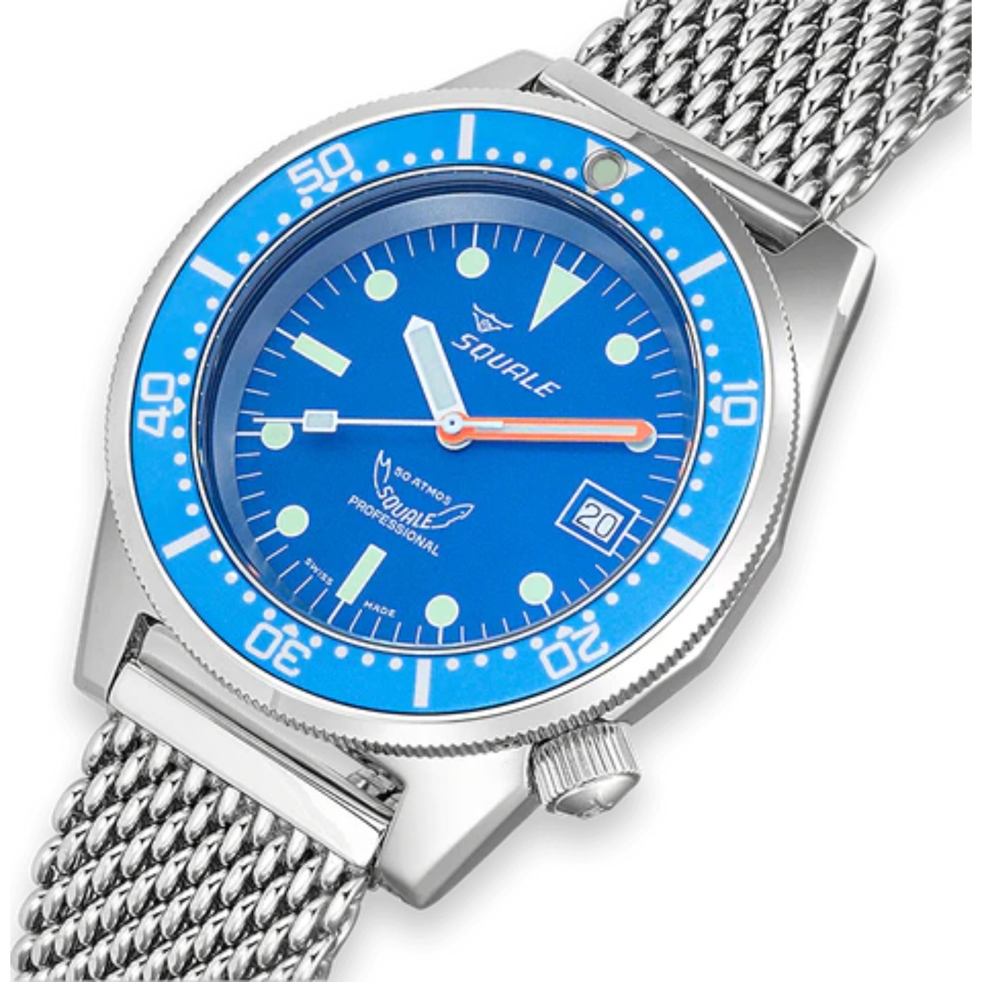 Squale 1521 Ocean Mesh Automatic Blue Dial Milanese Stainless Steel Bracelet Men’s Watch 1521OCN.ME20