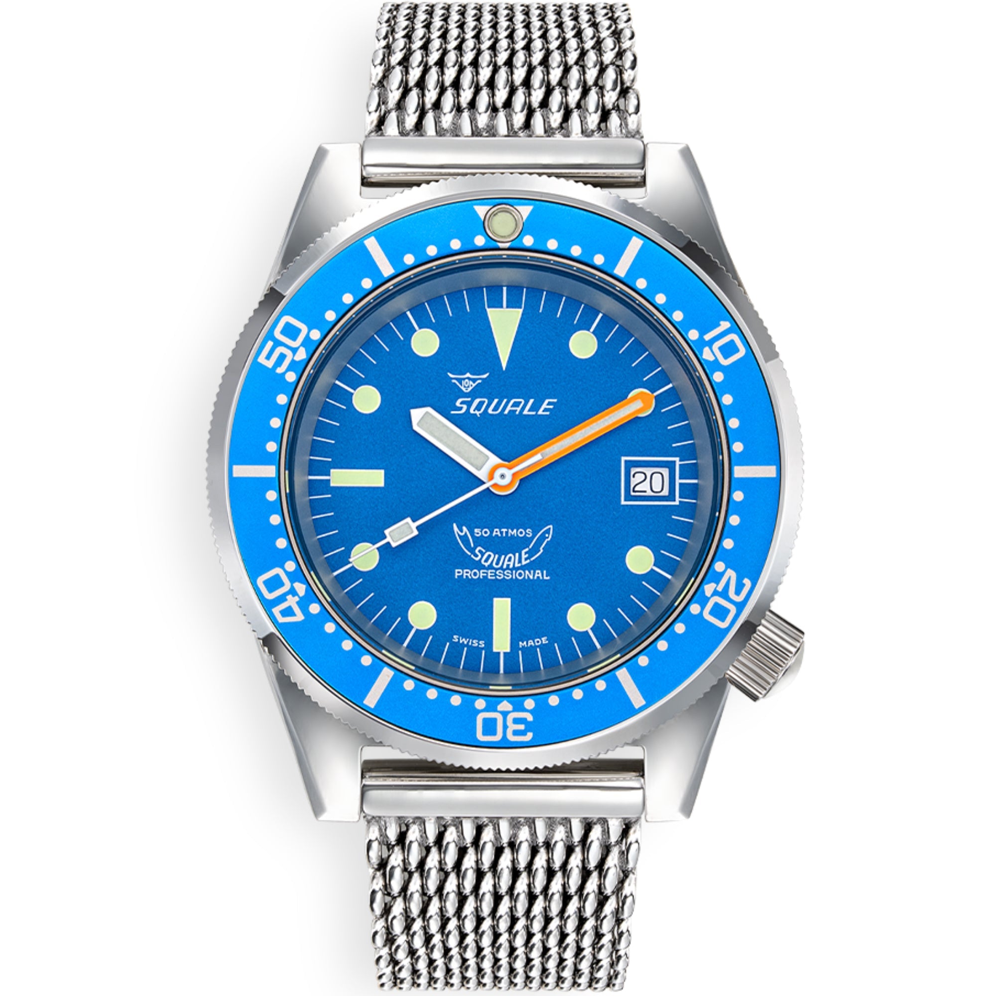 Squale 1521 Ocean Mesh Automatic Blue Dial Milanese Stainless Steel Bracelet Men’s Watch 1521OCN.ME20