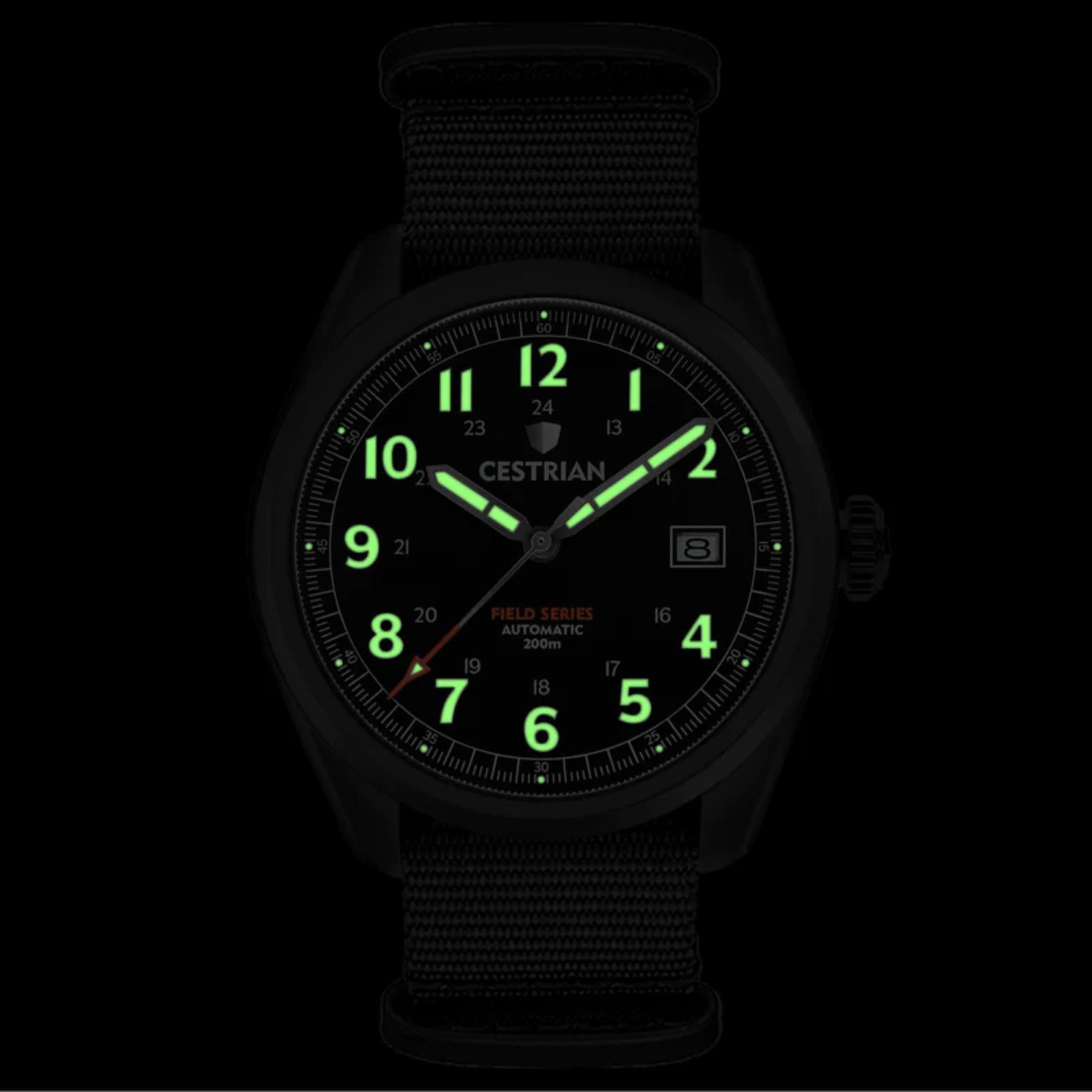 Cestrian Field Series Automatic Black Dial Black NATO Strap Men’s Watch CF121N5660