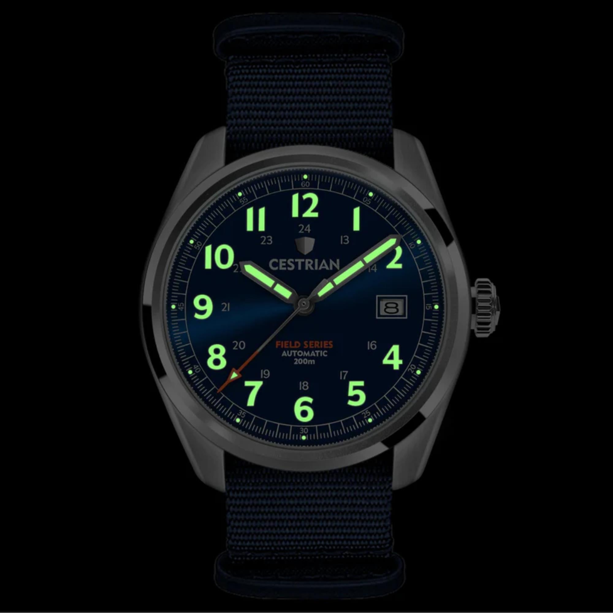 Cestrian Field Series Automatic Blue Dial Blue NATO Strap Men’s Watch CF221N0660