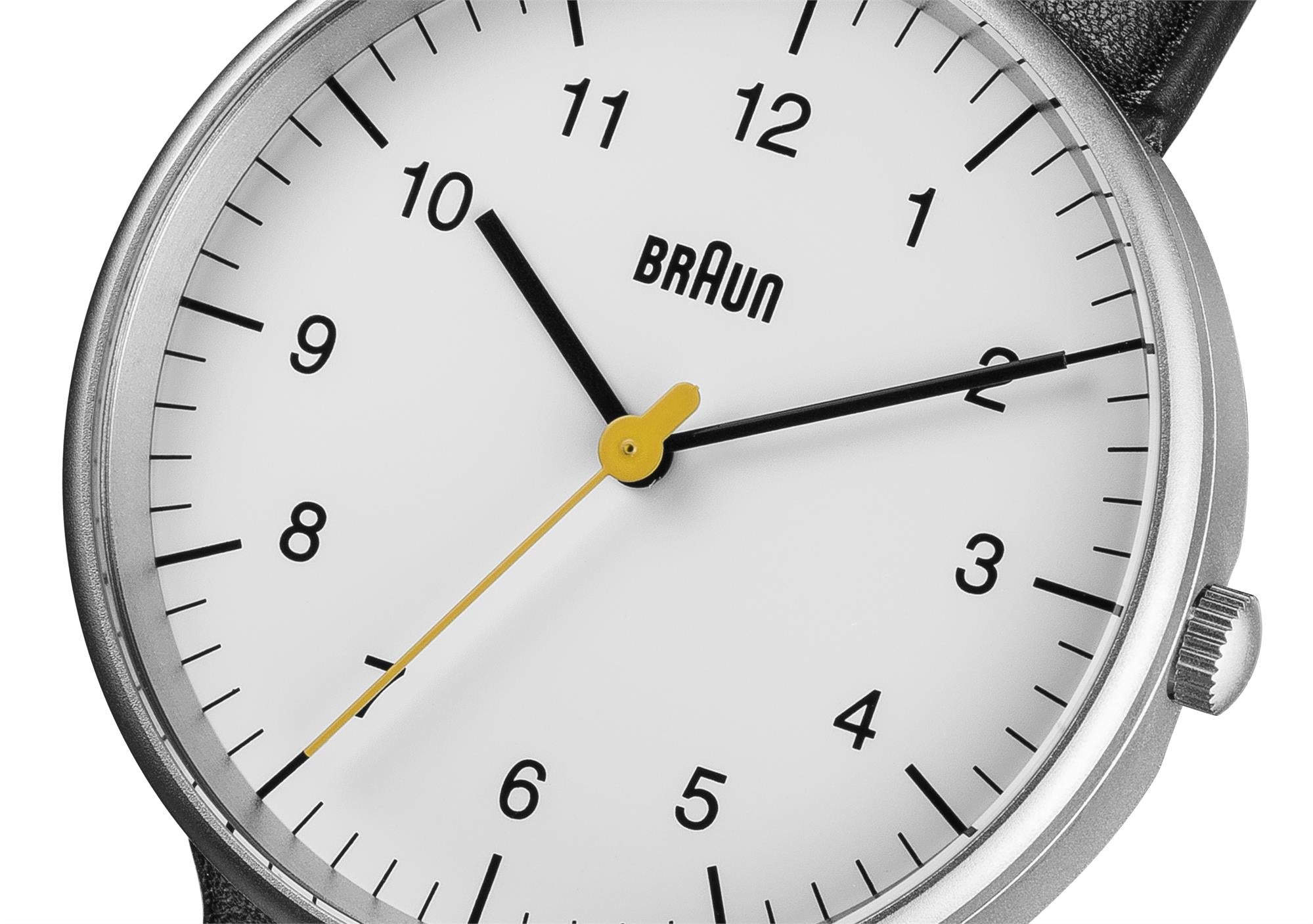Braun Classic Quartz White Dial Black Leather Strap Men’s Watch BN0021BKG