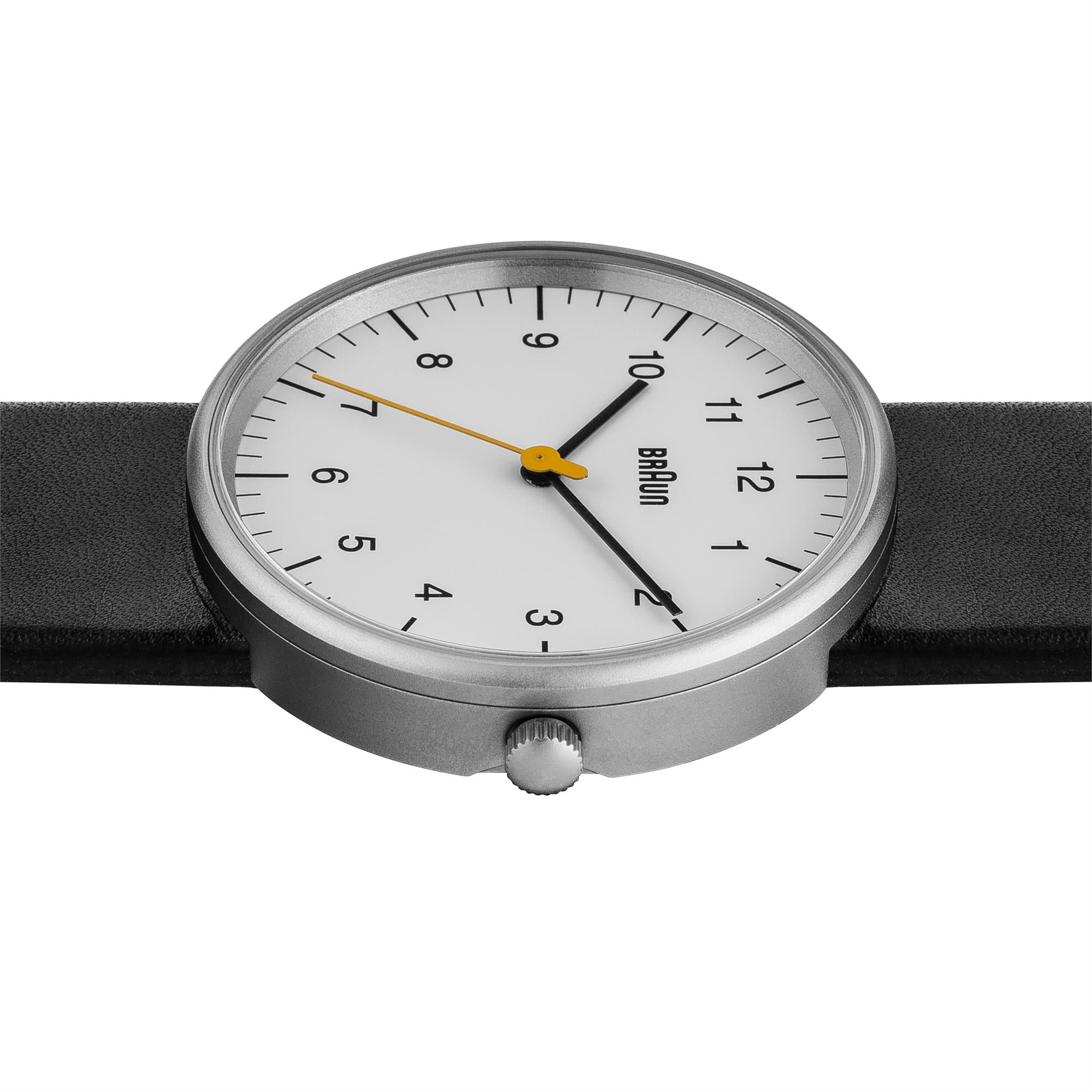 Braun Classic Quartz White Dial Black Leather Strap Men’s Watch BN0021BKG
