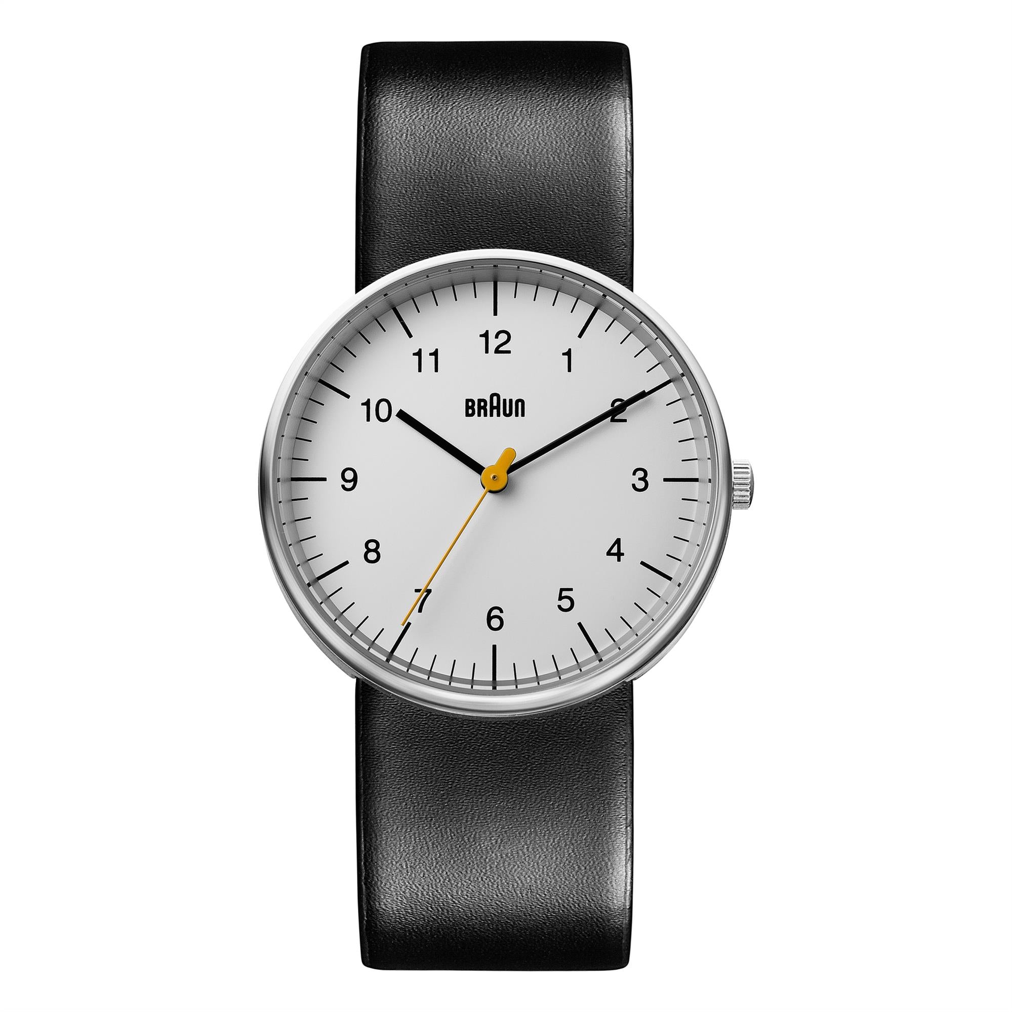 Braun Classic Quartz White Dial Black Leather Strap Men’s Watch BN0021BKG