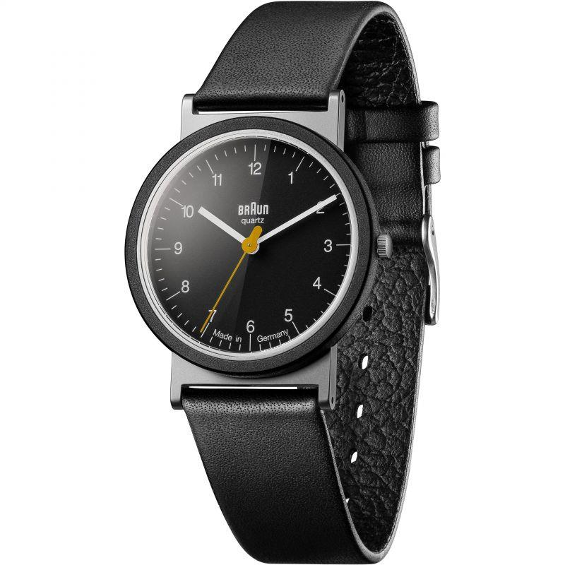 Braun Quartz Black Dial Black Leather Strap Men’s Watch AW10EVO