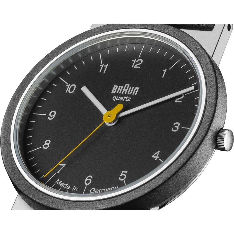 Braun Quartz Black Dial Black Leather Strap Men’s Watch AW10EVO