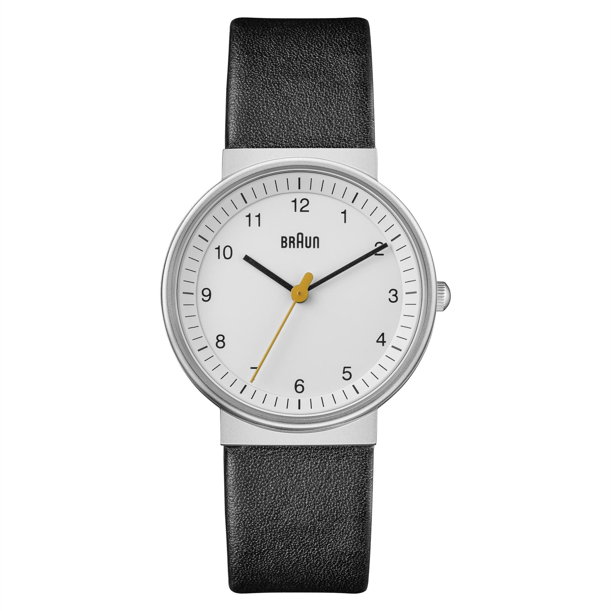 Braun Classic Quartz White Dial Black Leather Strap Ladies Watch BN0031WHBKL