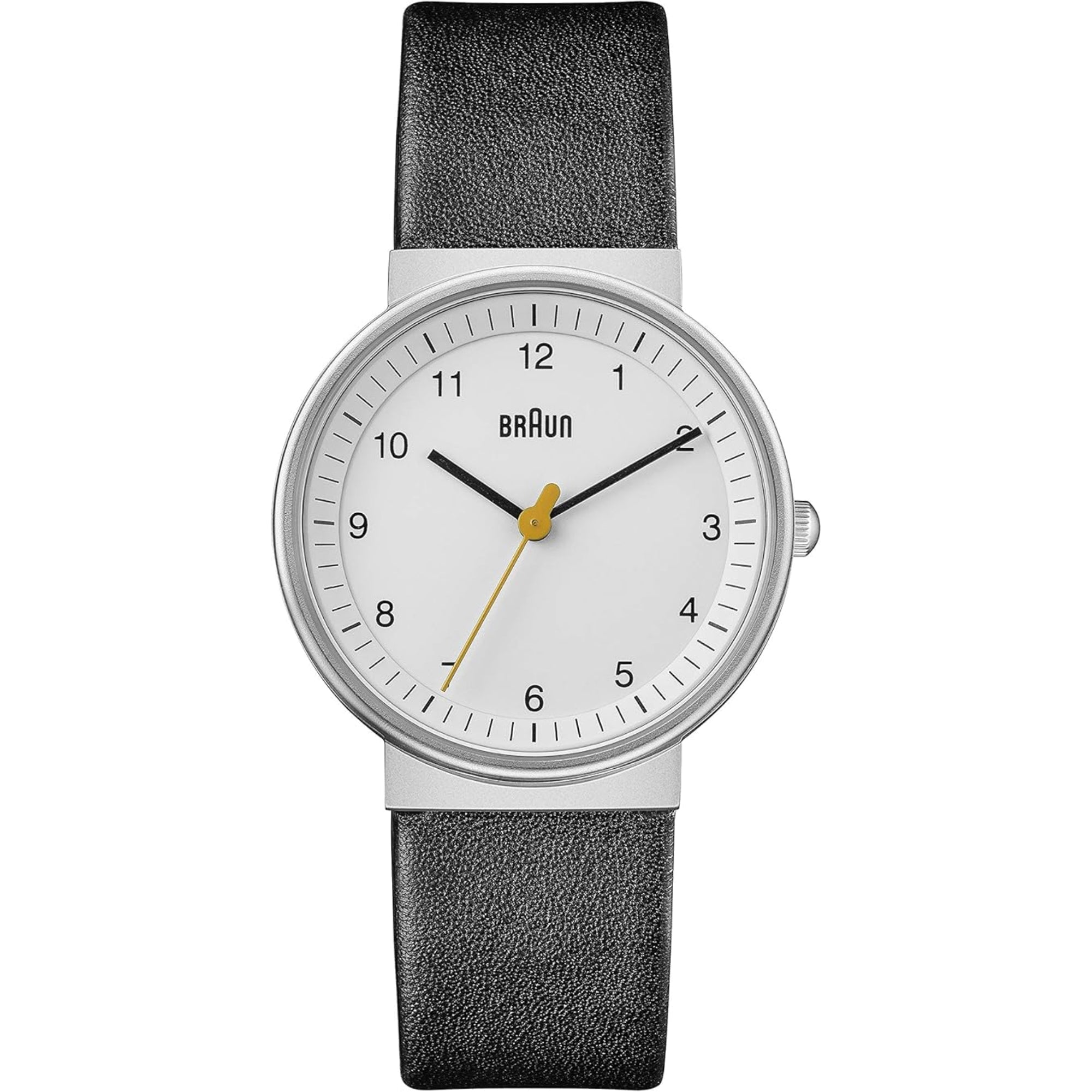 Braun Classic Quartz White Dial Black Leather Strap Ladies Watch BN0031WHBKL
