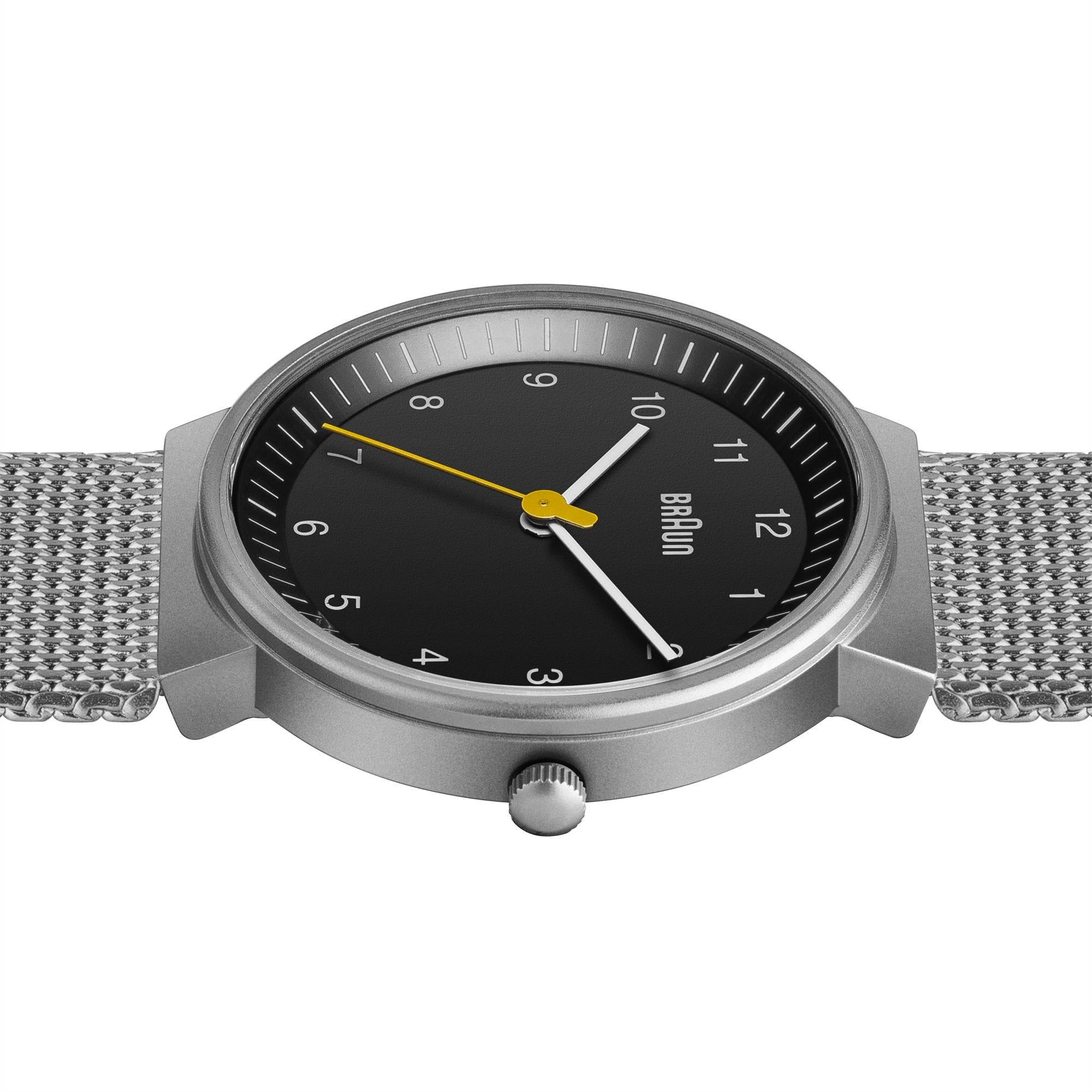 Braun Classic Quartz Black Dial Steel Mesh Strap Ladies Watch BN0031BKSLMHL