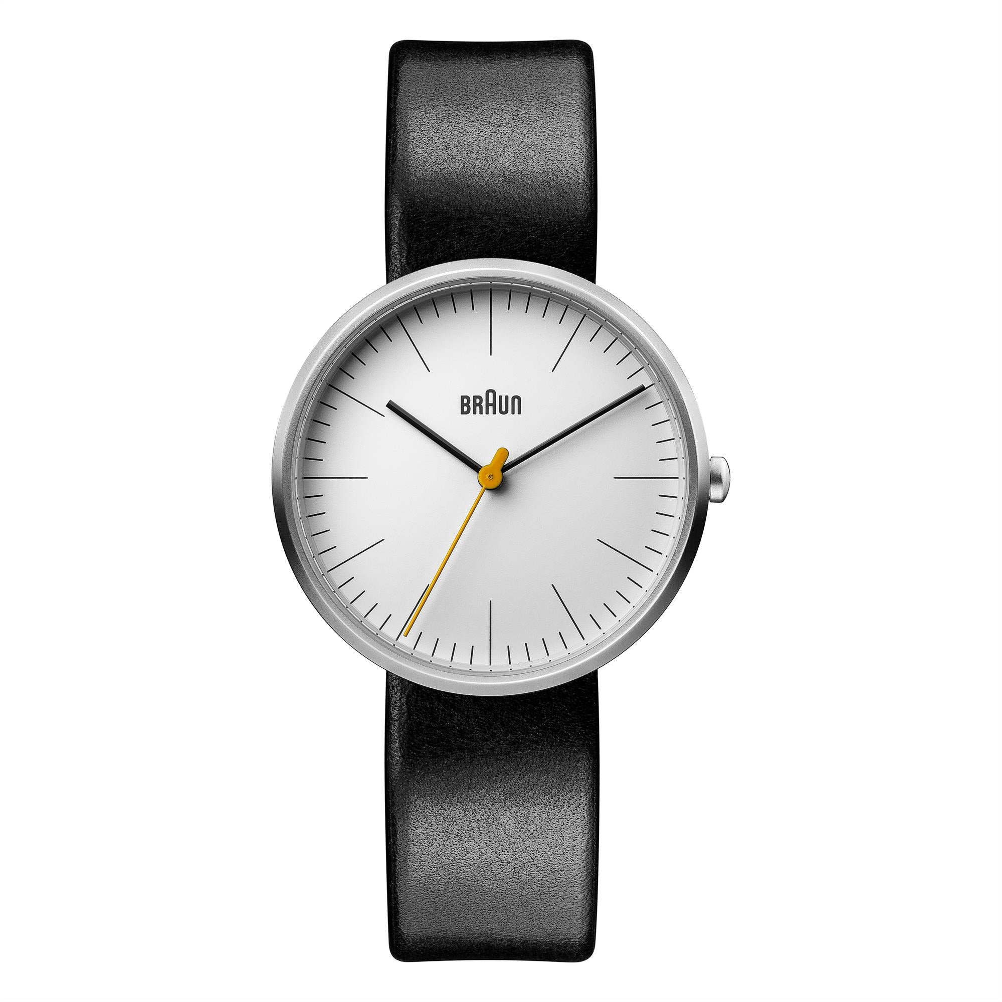 Braun Classic Quartz White Dial Black Leather Strap Ladies Watch BN0173WHBKL
