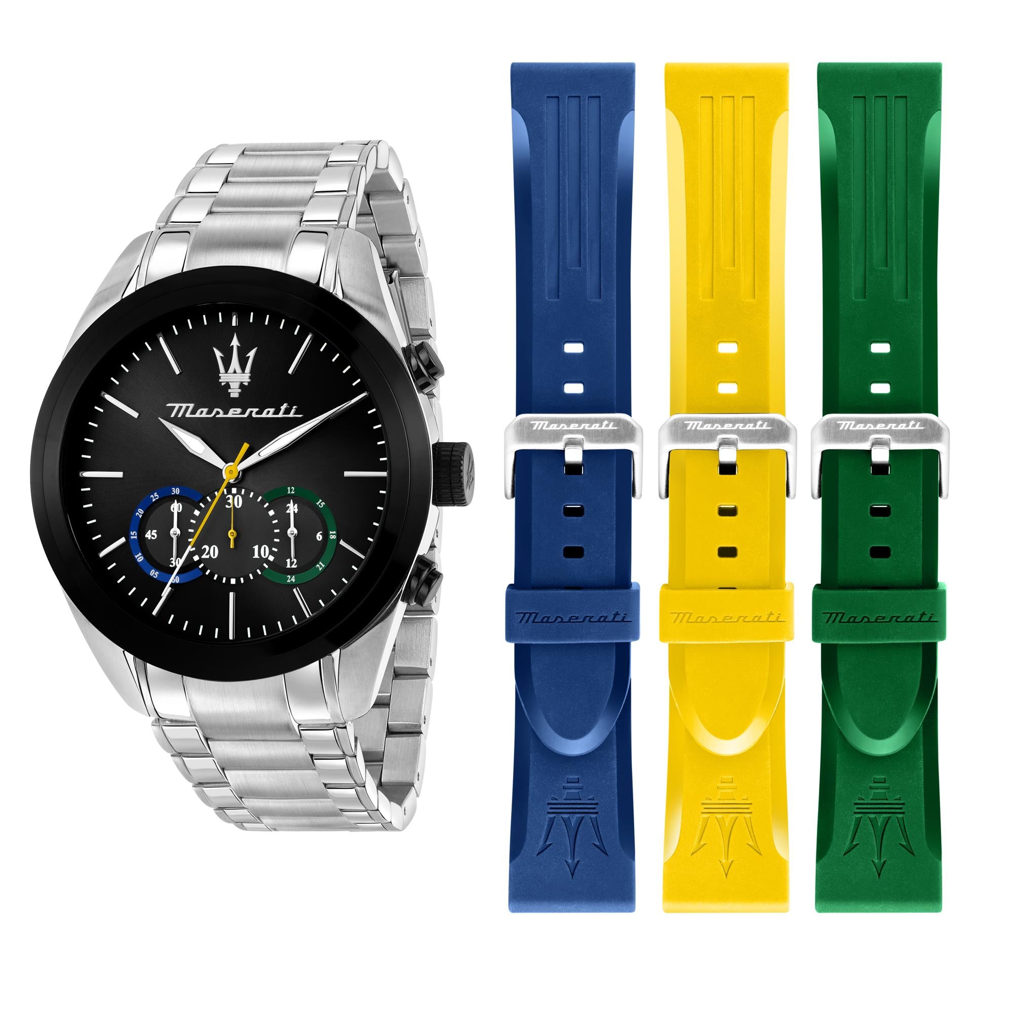 Maserati Traguardo Quartz Chronograph Black Dial With Interchangeable Straps Men’s Watch R8873612061