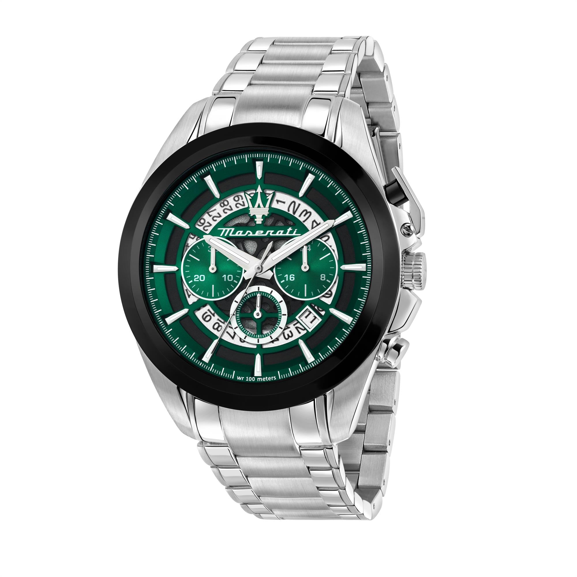 Maserati Traguardo Quartz Chronograph Green Dial Steel Bracelet Men’s Watch R8873612060