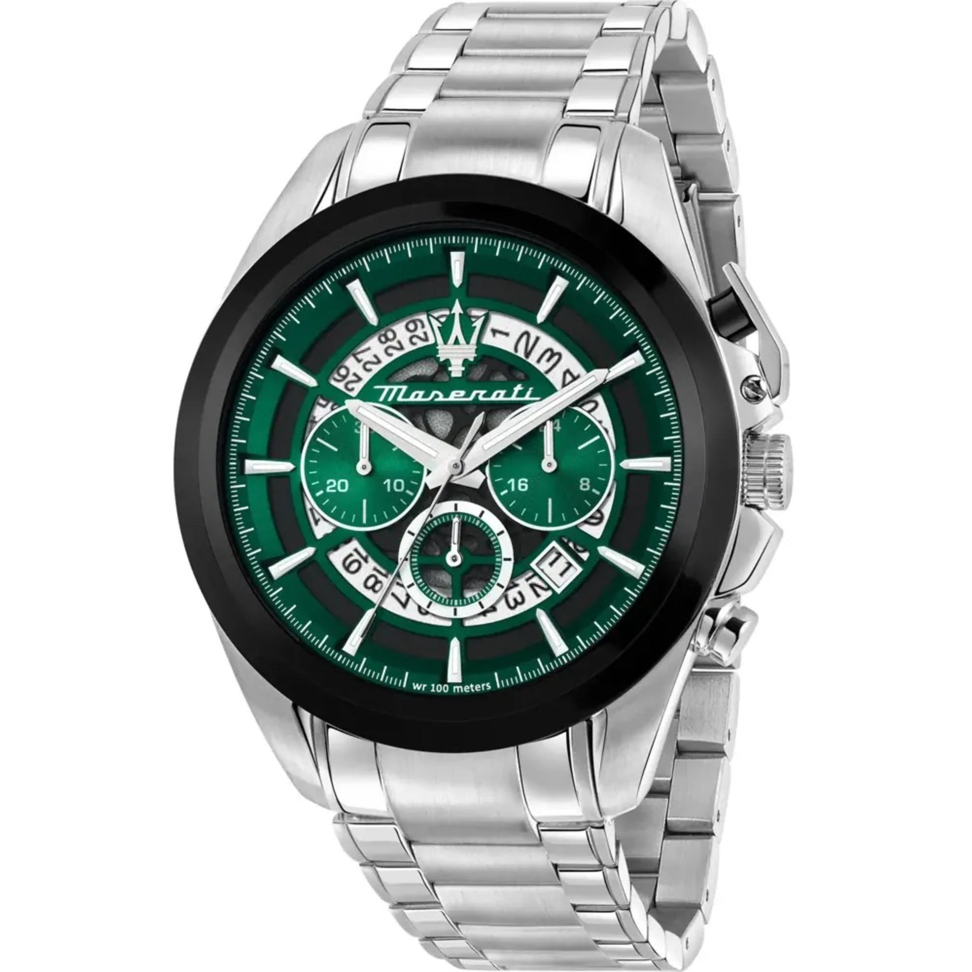 Maserati Traguardo Quartz Chronograph Green Dial Steel Bracelet Men’s Watch R8873612060