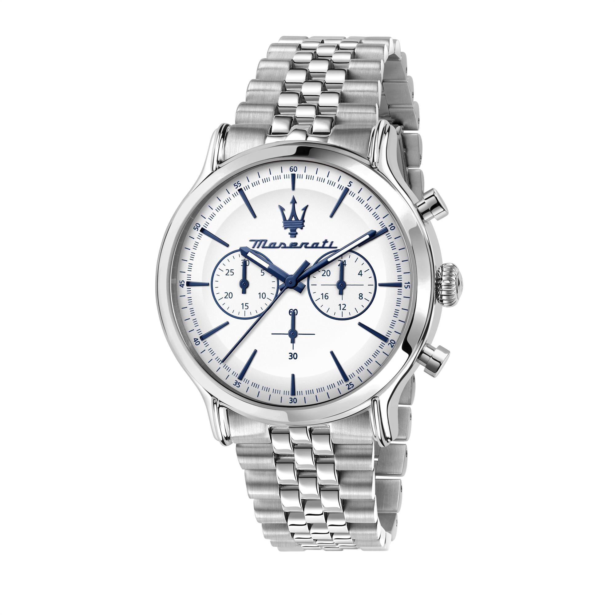 Maserati Epoca Quartz Chronograph White Dial Steel Bracelet Men's Watch R8873618034