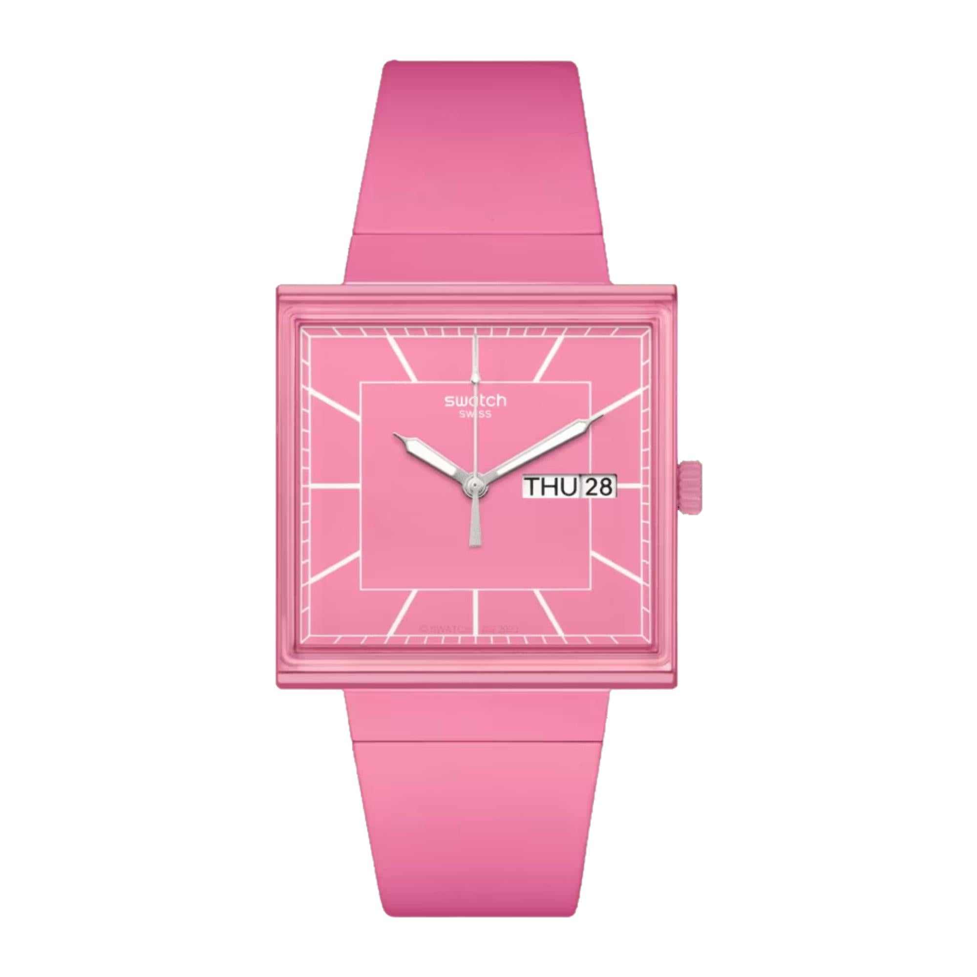 Swatch WHAT IF…ROSE? Quartz Pink Dial Pink Biosourced Strap Unisex Watch SO34P700