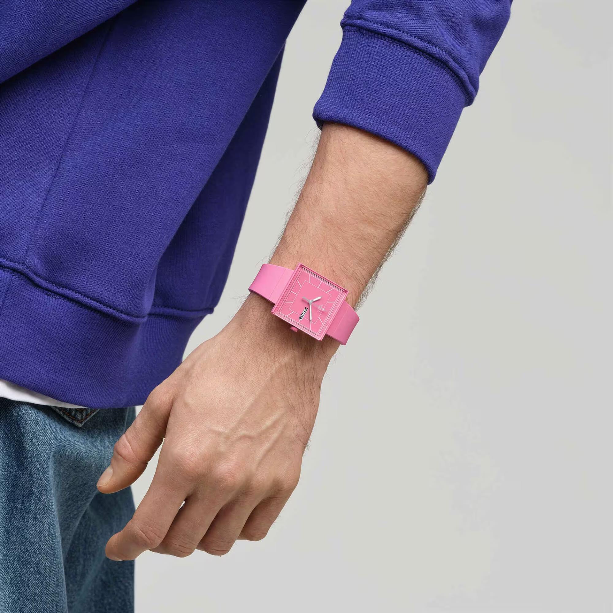 Swatch WHAT IF…ROSE? Quartz Pink Dial Pink Biosourced Strap Unisex Watch SO34P700