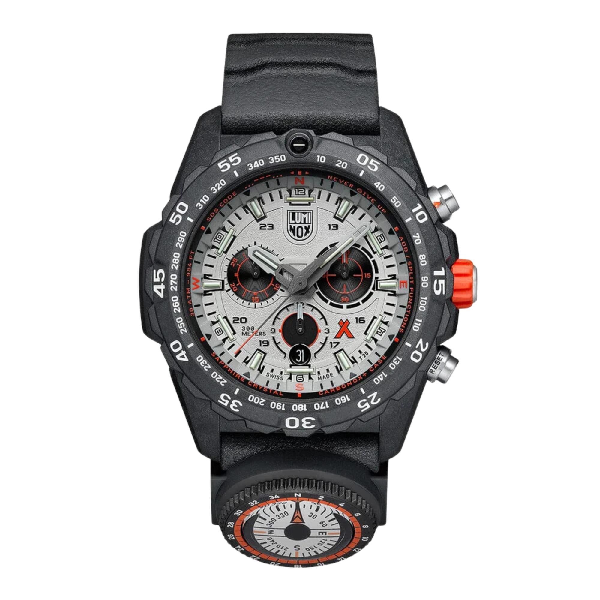 Luminox Bear Grylls Survival Master 3740 Series Quartz Grey Dial Black Rubber Strap Men's Watch XB.3748