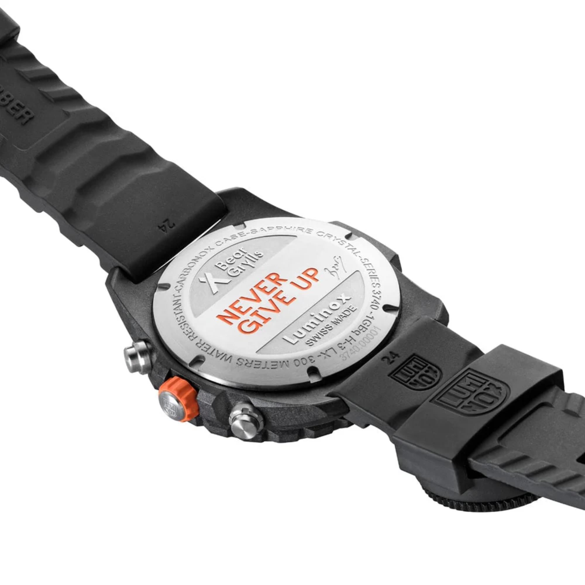 Luminox Bear Grylls Survival Master 3740 Series Quartz Grey Dial Black Rubber Strap Men's Watch XB.3748