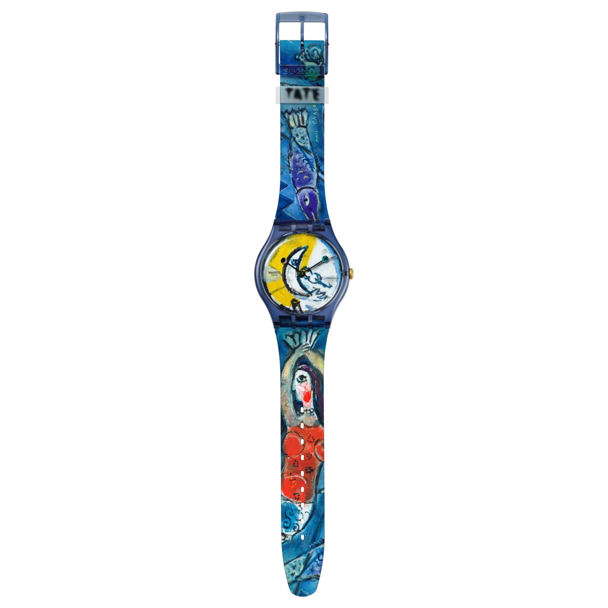Swatch Chagall's Blue Circus Blue Dial Silicone Strap Unisex Watch SUOZ365C