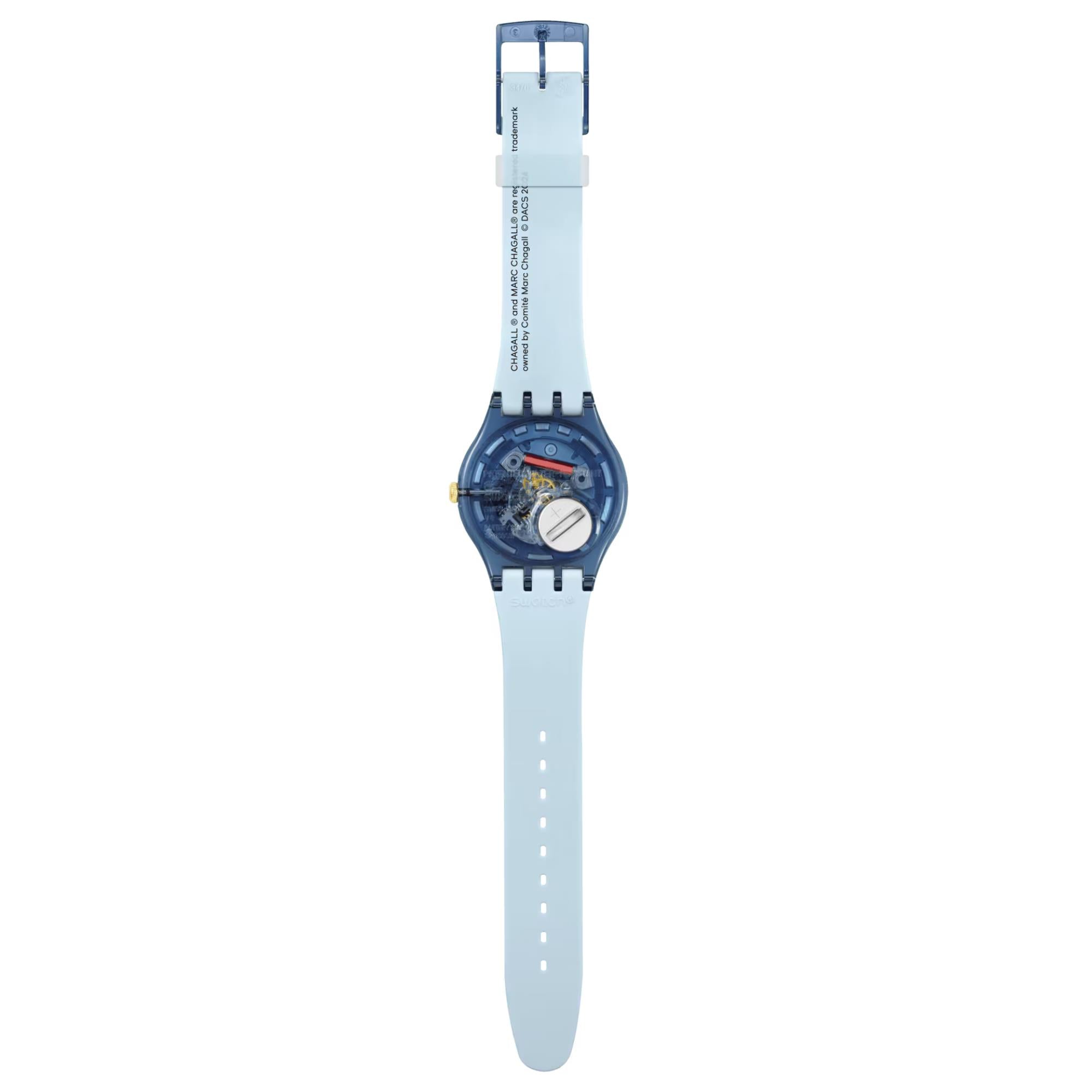 Swatch Chagall's Blue Circus Blue Dial Silicone Strap Unisex Watch SUOZ365C