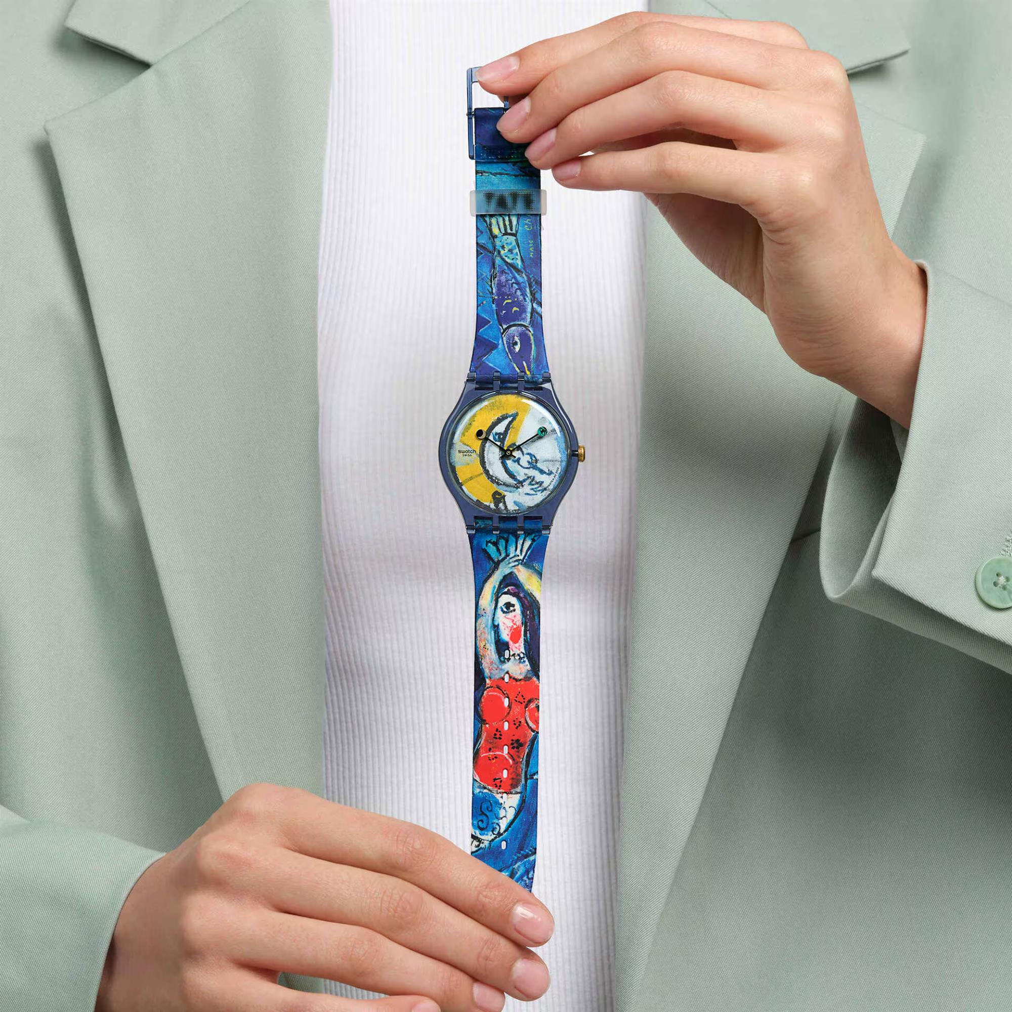 Swatch Chagall's Blue Circus Blue Dial Silicone Strap Unisex Watch SUOZ365C
